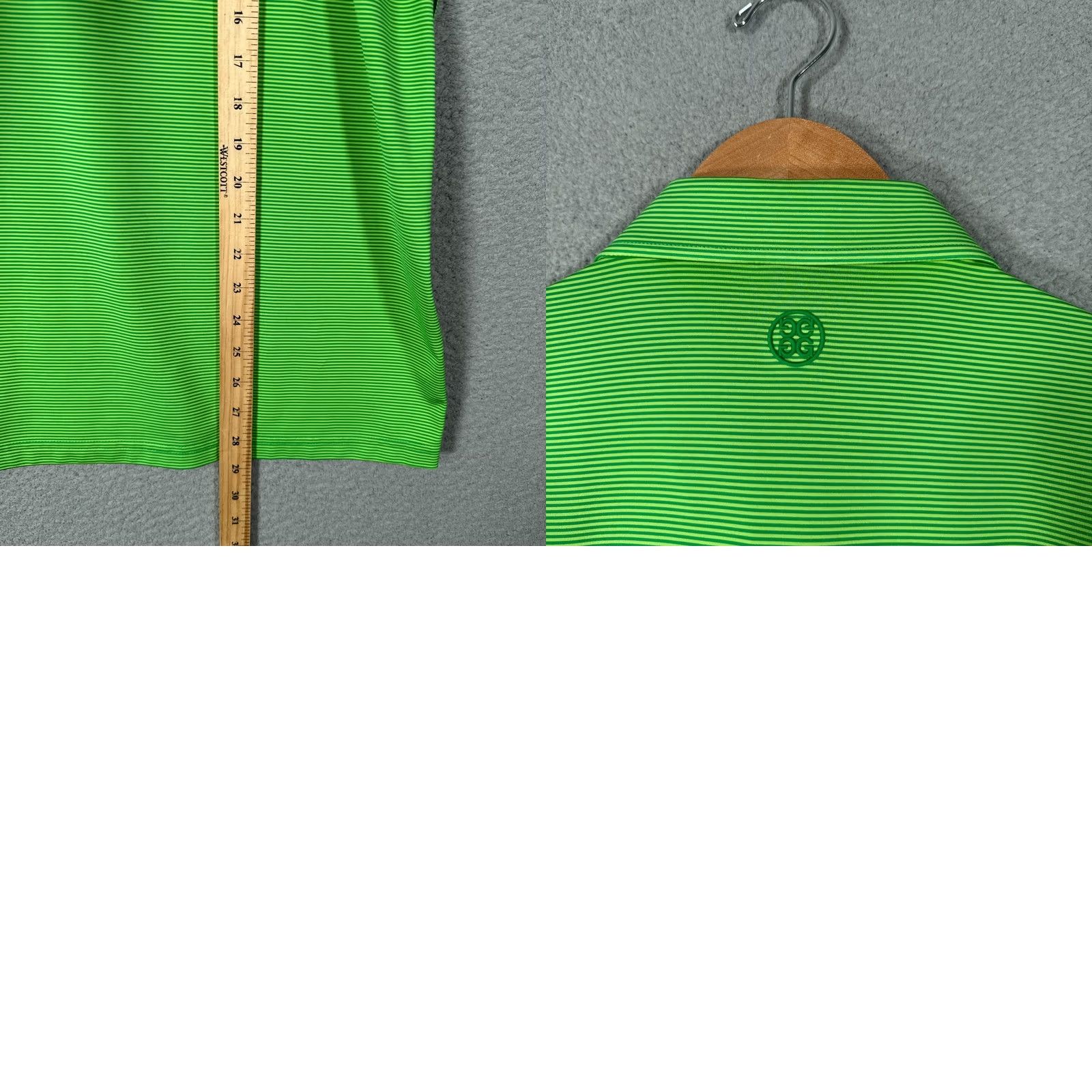 G/FORE G/FORE Polo Shirt Mens L Green Feeder Striped Golf Performance Top Size US L / EU 52-54 / 3 - 8 Thumbnail