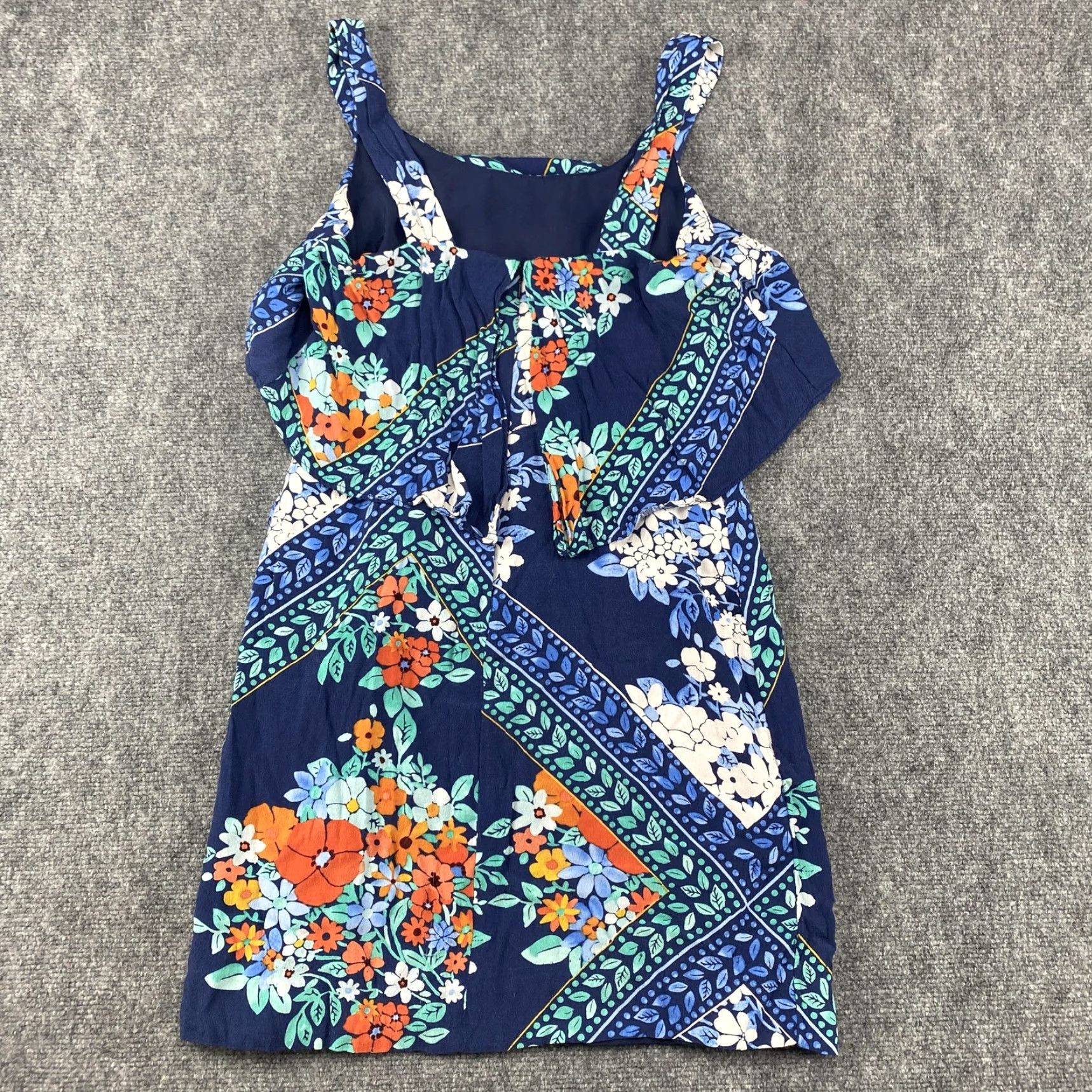 Vintage Maeve Anthropologie Dress Womens 2 Blue Floral Ruffle Sleeveless Lined Summer Dress Size XS / US 0-2 / IT 36-38 - 2 Thumbnail