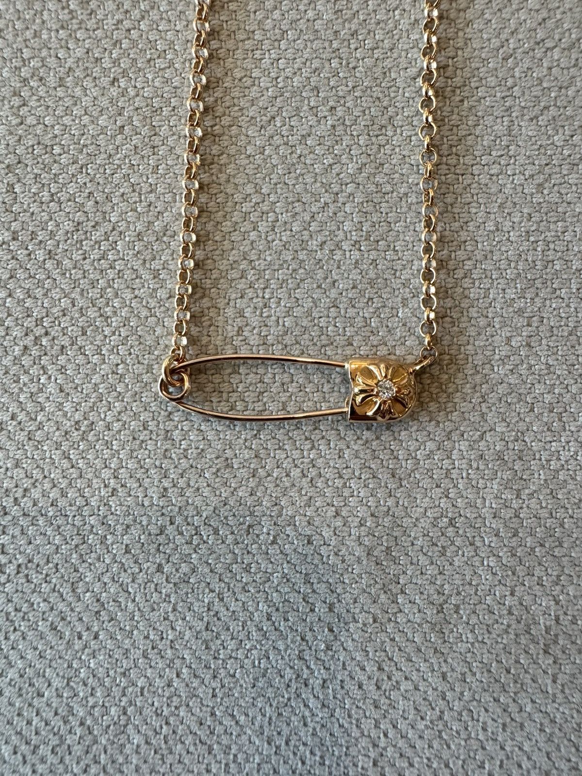 Chrome Hearts Chrome Hearts 22k Yellow Gold Diamond Safety Pin Necklace Size ONE SIZE - 2 Thumbnail