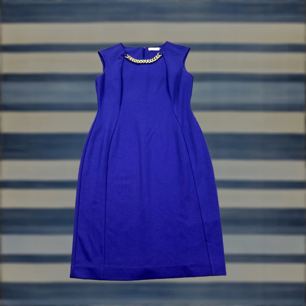calvin klein royal blue ruffle dress Calvin Klein Womens Solid Blue Ruffle Cold