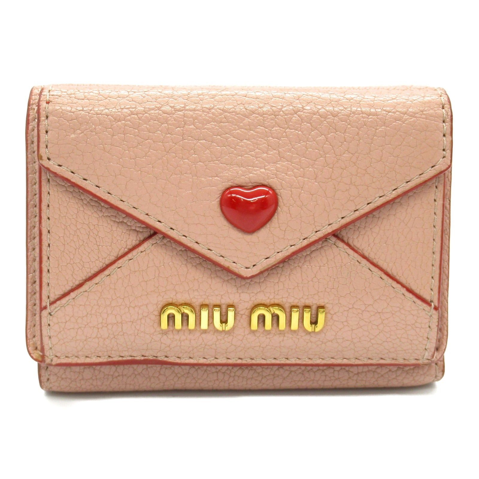 Miu Miu Miu Miu Trifold Wallet Leather Pink Size ONE SIZE - 1 Thumbnail