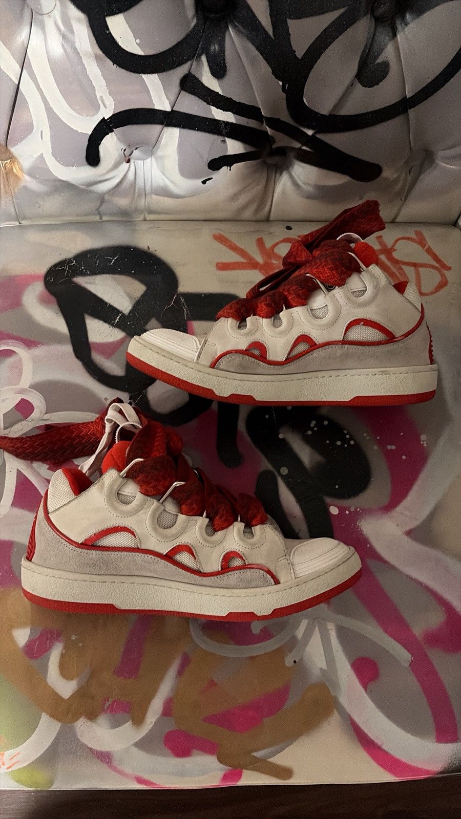 Lanvin Lanvin Curb sneakers ( White/Red ) Size US 8 / EU 41 - 3 Thumbnail