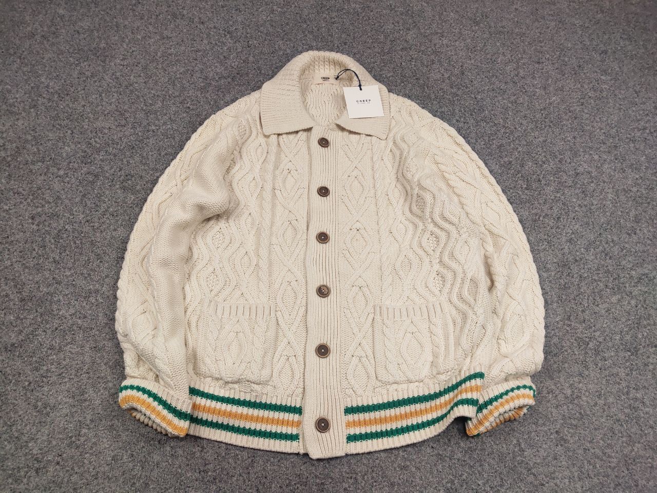 Creep Creep by Hiroshi Awai Design Beige Knit Bottom Cardigan Size US XL / EU 56 / 4 - 2 Thumbnail