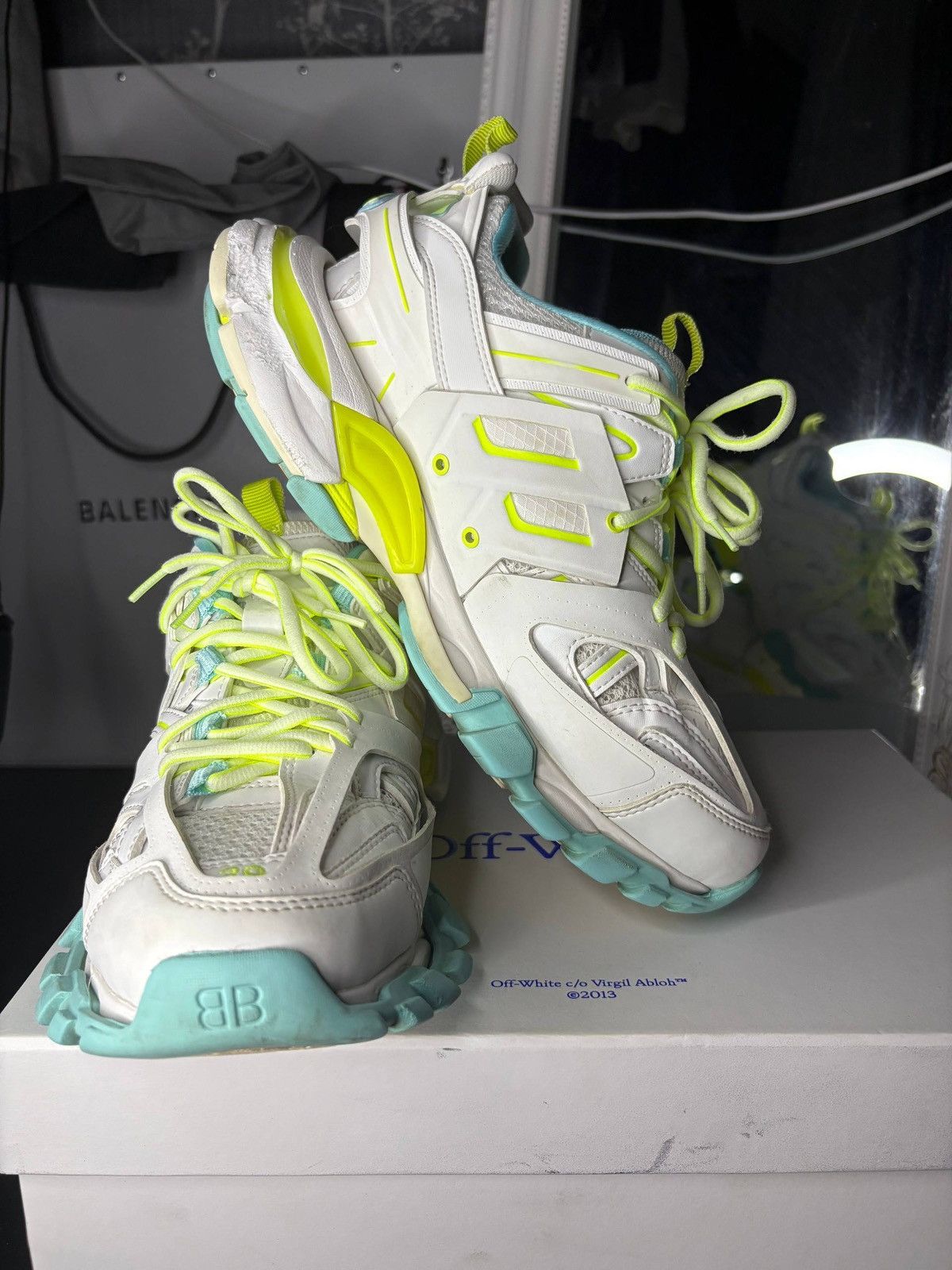 Balenciaga Balenciaga Track Sneakers – White / Neon Yellow / Blue Size US 9 / IT 39 - 9 Thumbnail