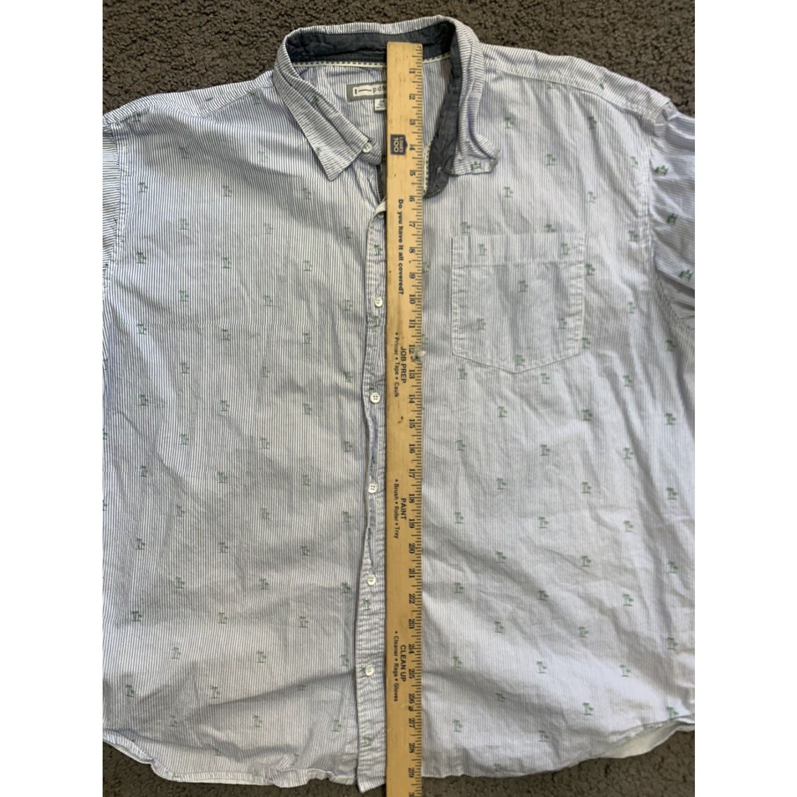 PD&C PD&C Camp Shirt Mens Size 2X Button Up Short Sleeve Blue Striped Palm Trees Shirt Mens 2X Blue Palm Trees Vintage? No - Contemporary Size US XXL / EU 58 / 5 - 5 Thumbnail