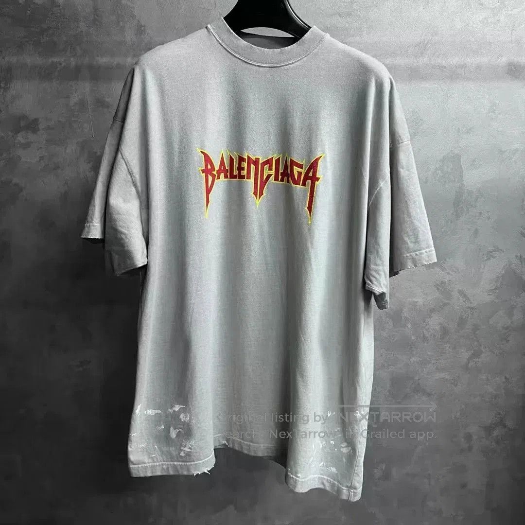 Balenciaga Balenciaga Gray Lightning Logo Short Sleeve Tee. Size US XXS / EU 40 - 1 Thumbnail