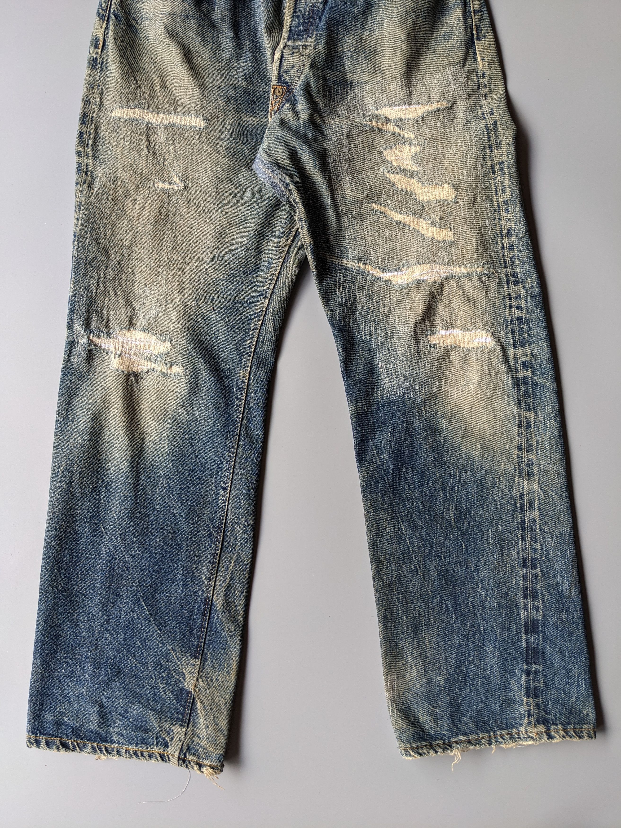 Denime Vintage DENIME distressed ripped selvedge jeans Size US 32 / EU 48 - 4 Thumbnail