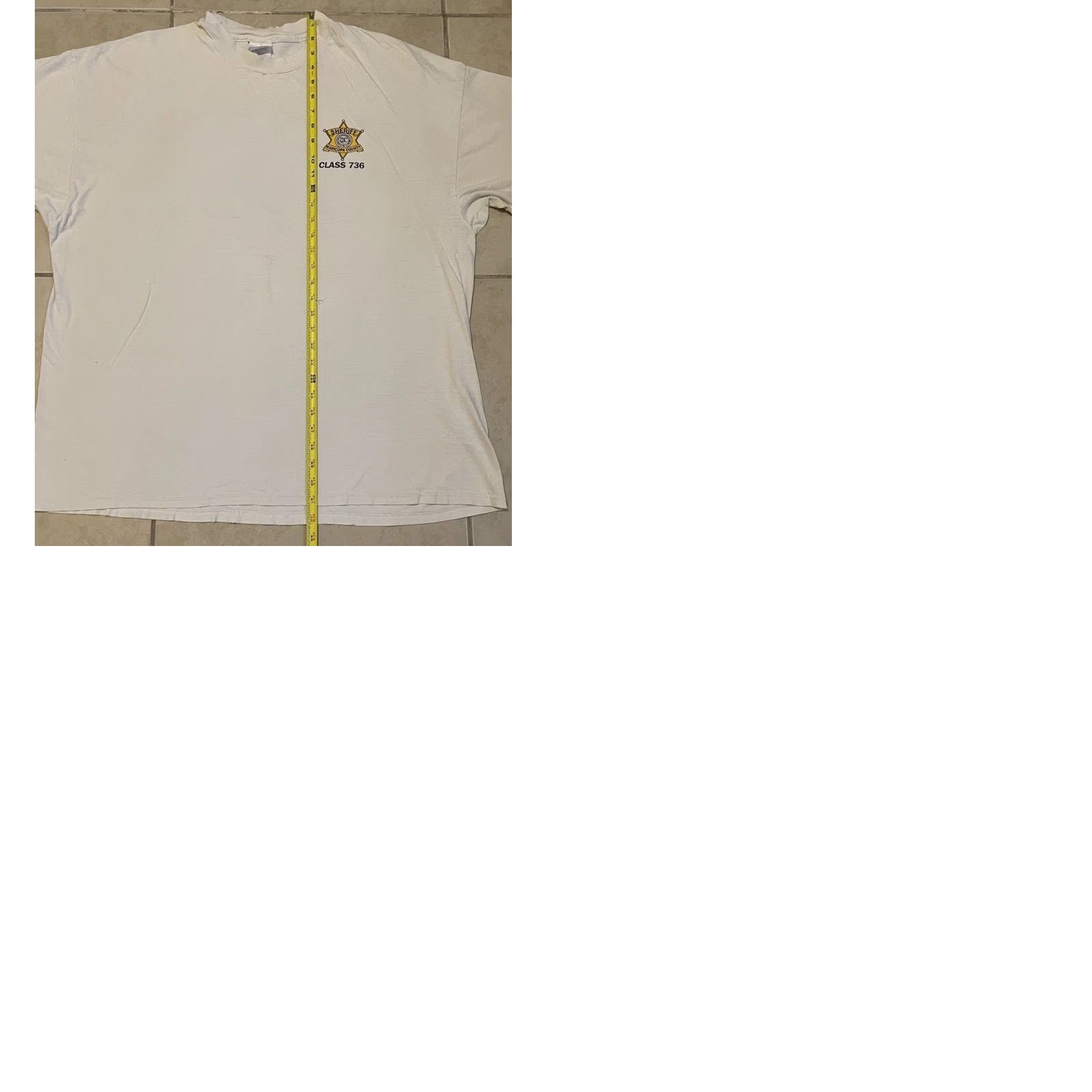 Vintage Vtg 90s Maricopa County Sheriff Academy Faded Distress Shirt 3X Arizona Police Shirt T-Shirt White 3XL Mens Graphic Tee Vintagestyle Size US XXL / EU 58 / 5 - 12 Thumbnail