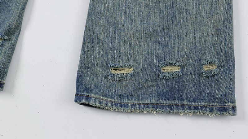 Vintage American retro washed gradient straight leg distressed jeans Size US 32 / EU 48 - 6 Thumbnail