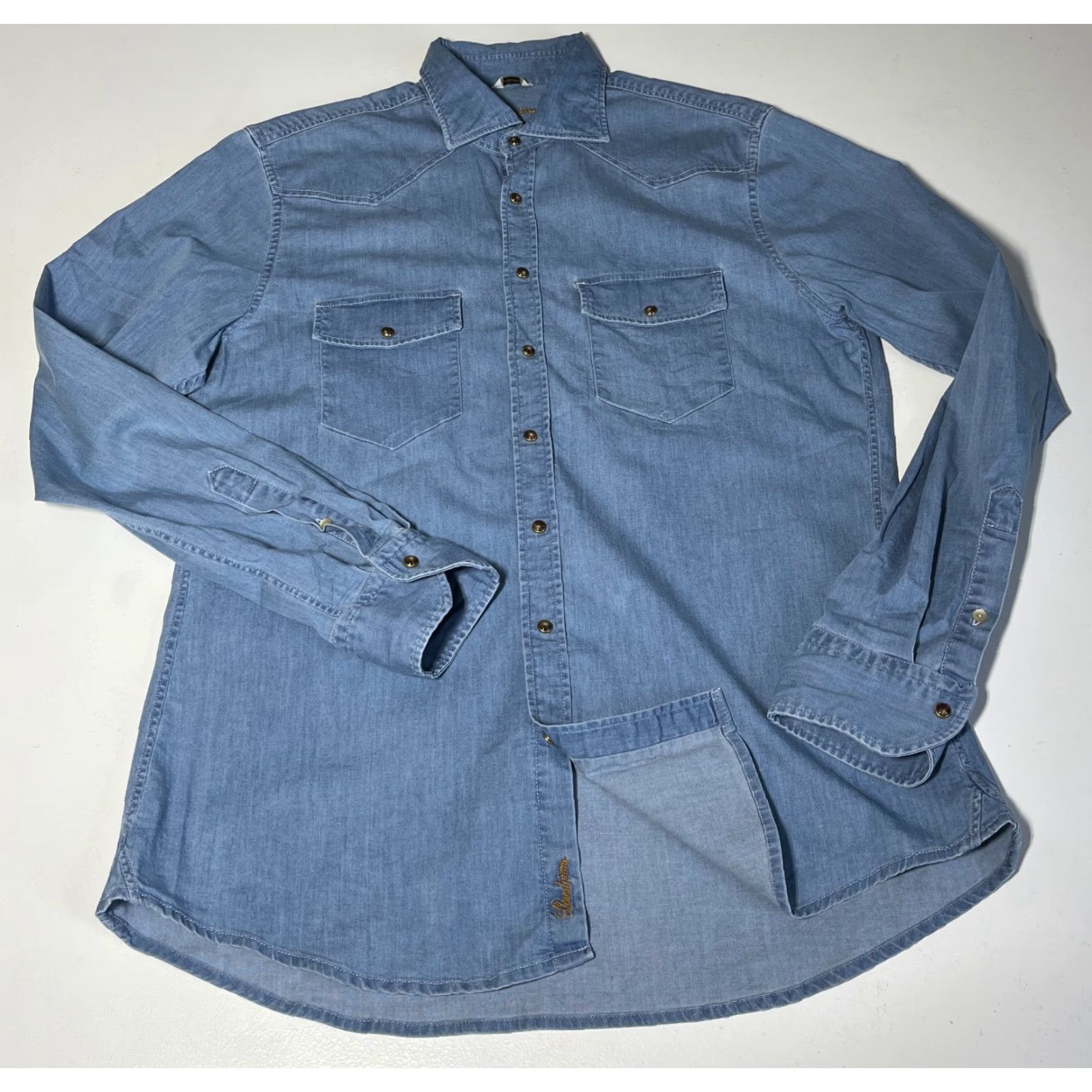 Vintage VINTAGE Stenströms Men’s Denim Pearl Snap Western Shirt L Blue Cotton Cotton Denim Casual Pockets Western 90s Mens Size US L / EU 52-54 / 3 - 5 Thumbnail