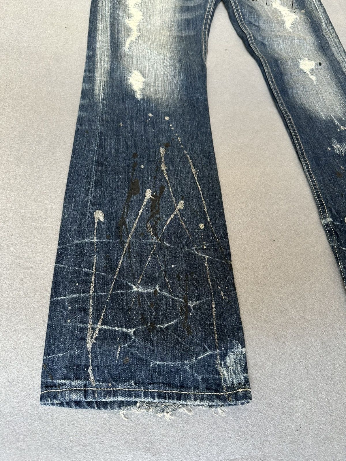 Japanese Brand FLARE Unbranded Splatter Distressed Denim Size US 33 - 5 Thumbnail