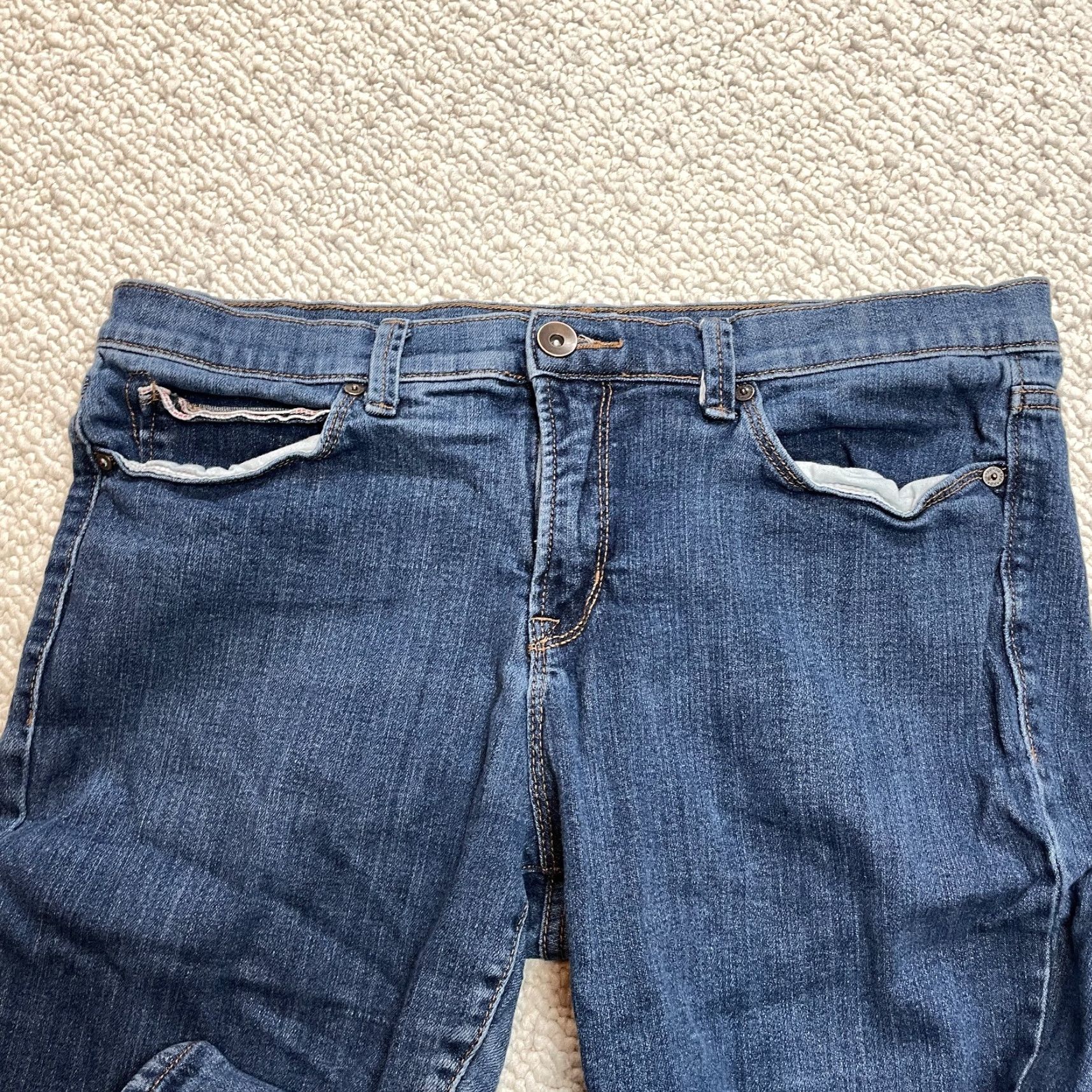 Vintage JCP Jeans Womens Jeans Skinny Dark Wash Blue 33/16 Mid Rise Stretch Denim 5-Pocket Regular Zip Button 28.5 Inseam Size 24" / US 00 / IT 34 - 6 Thumbnail