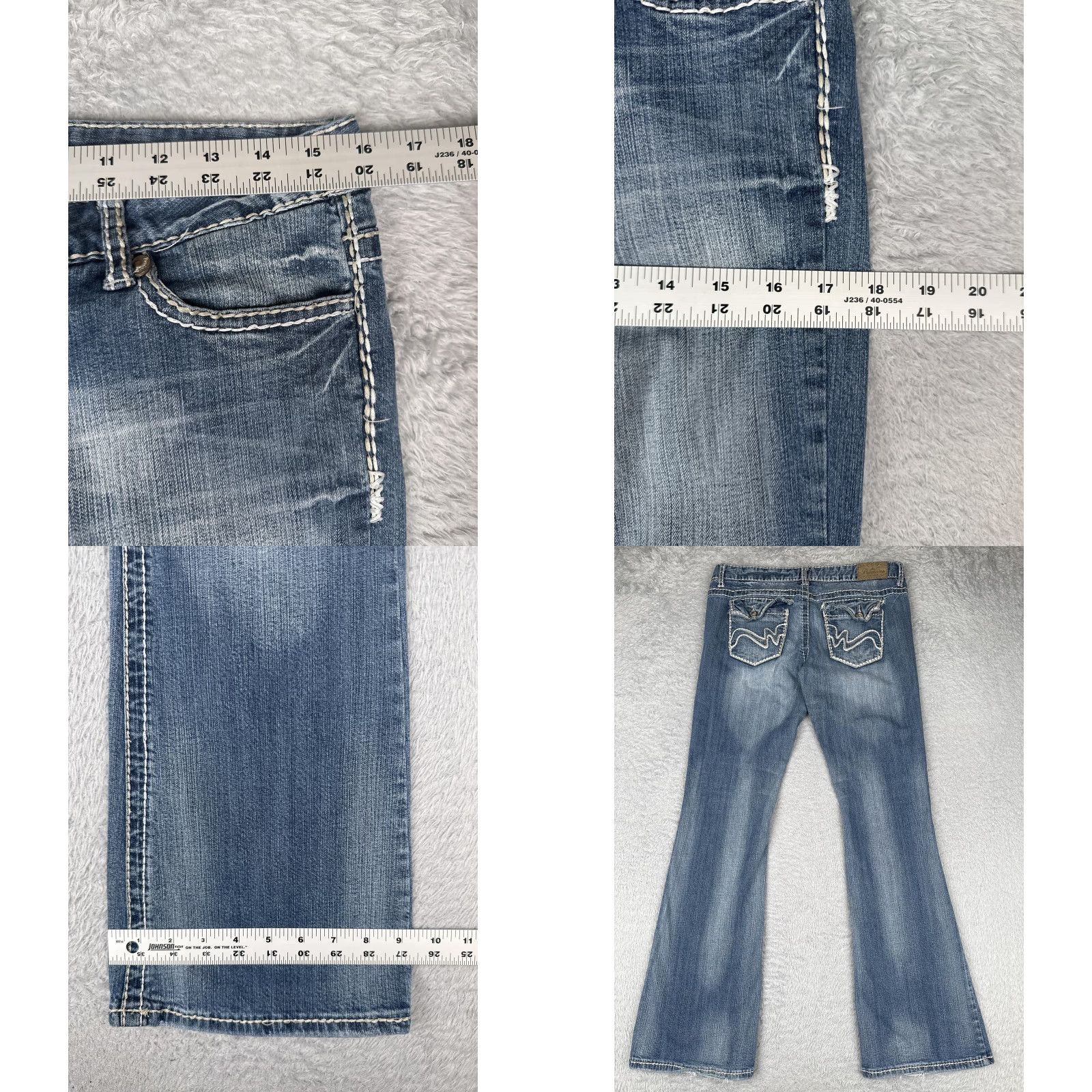 Denime Premiere Denim Jeans Womens 7/8 Bootcut Distressed Pockets Embroidered Back Flap Pocket 5-Pocket Denim Size 28" / US 6 / IT 42 - 9 Thumbnail