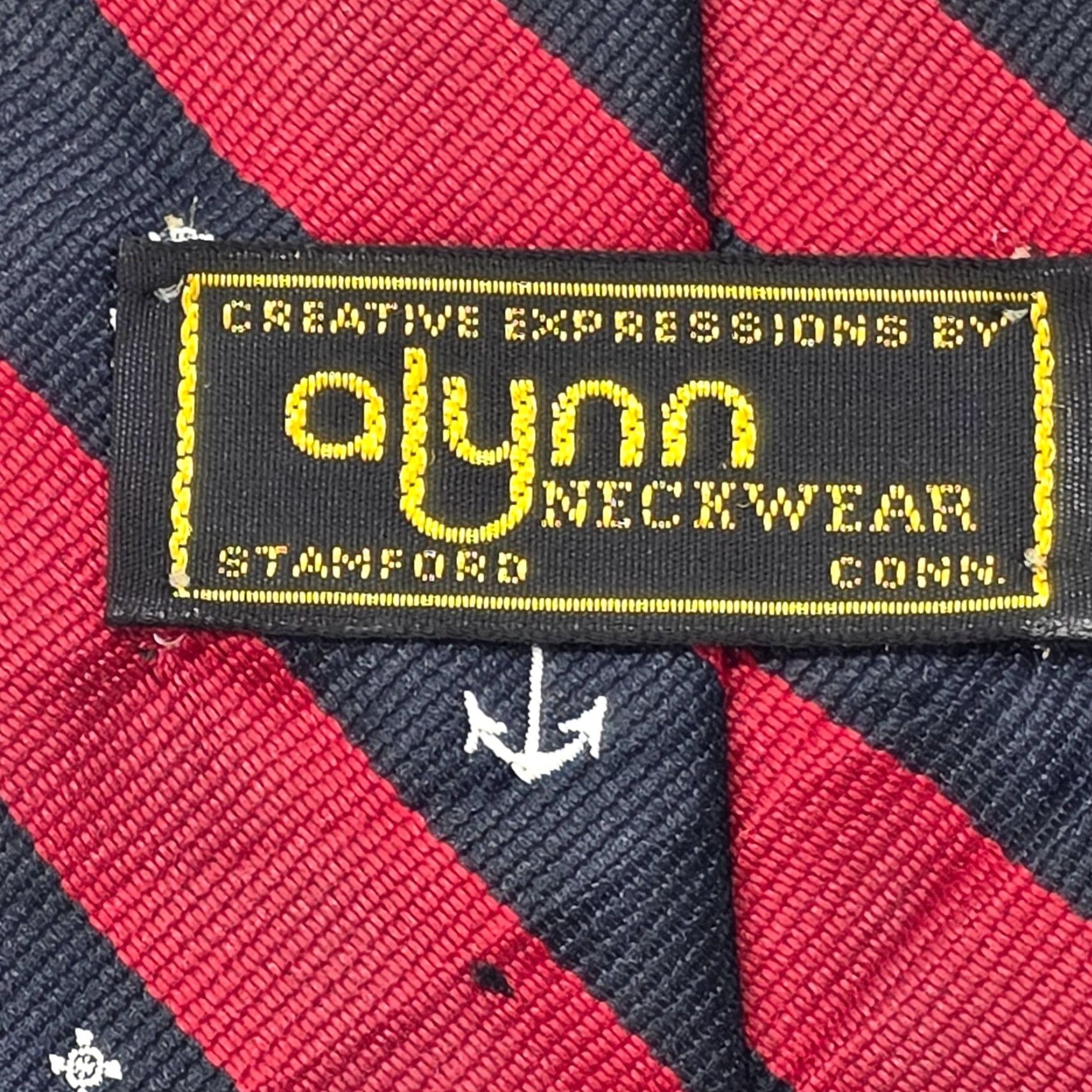 Vintage Alynn Necktie Mens Red Striped Repp Anchor Navy Nautical Yacht Club VTG Size ONE SIZE - 6 Thumbnail