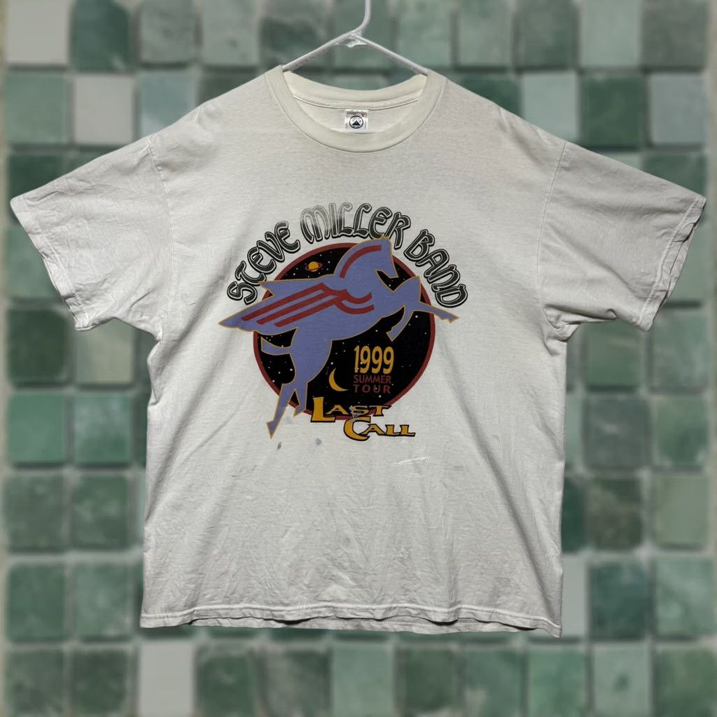 Tultex VTG Steve Miller Band 1999 Last Call Tour Concert Band T-Shirt XL White Unisex Tultex Graphic Tee 1990s Rockabilly Size US XL / EU 56 / 4 - 1 Thumbnail