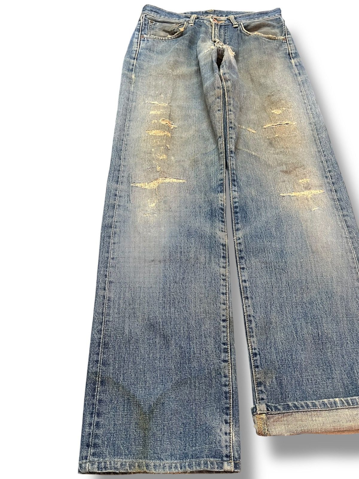 Edwin Vintage Edwin 505 X Selvedge Destroyed Distressed Denim Size US 30 / EU 46 - 3 Thumbnail