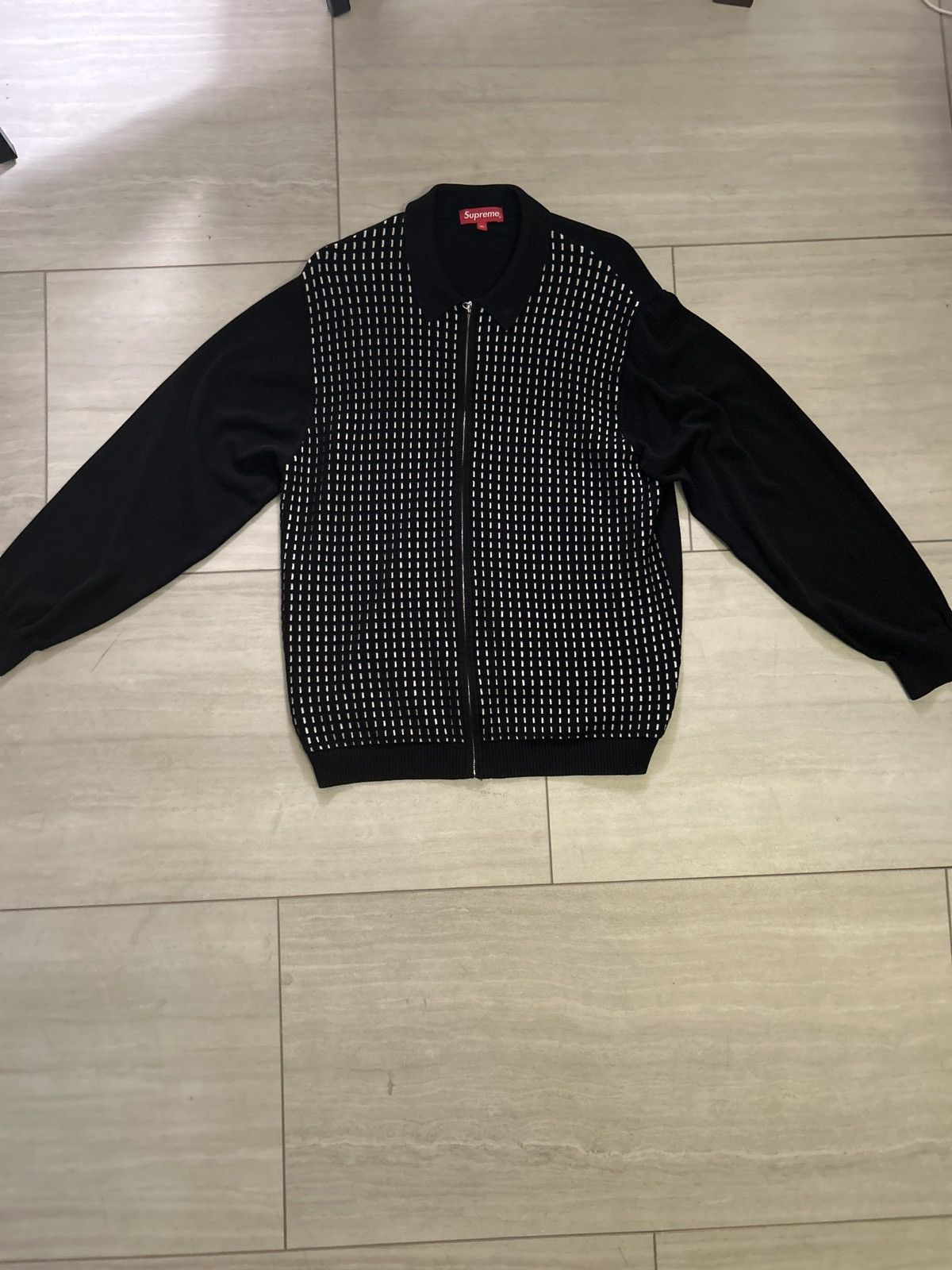 Supreme 18SS Dashes Zip Up Knit Polo 黒 L着丈68身幅57