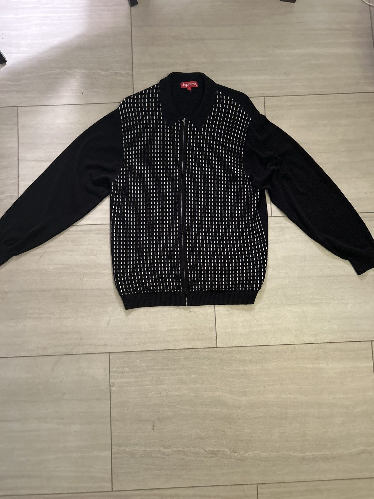 Image of Supreme Zip Up Knit Polo in Black, Men's (Size XL)