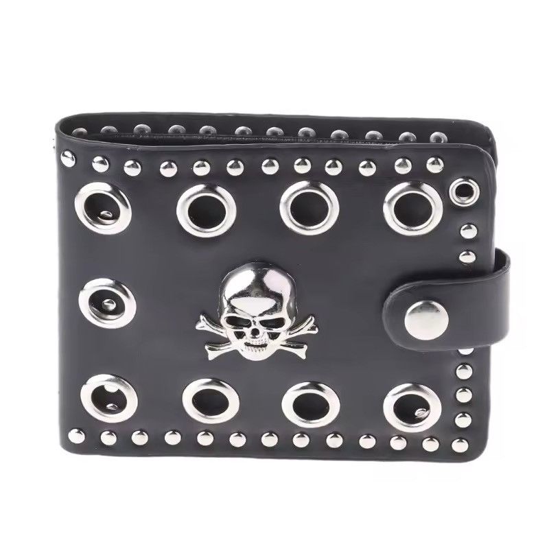 Vintage Gothic Punk Style PU Leather Skull Western Wallet + Chain Size ONE SIZE - 6 Thumbnail