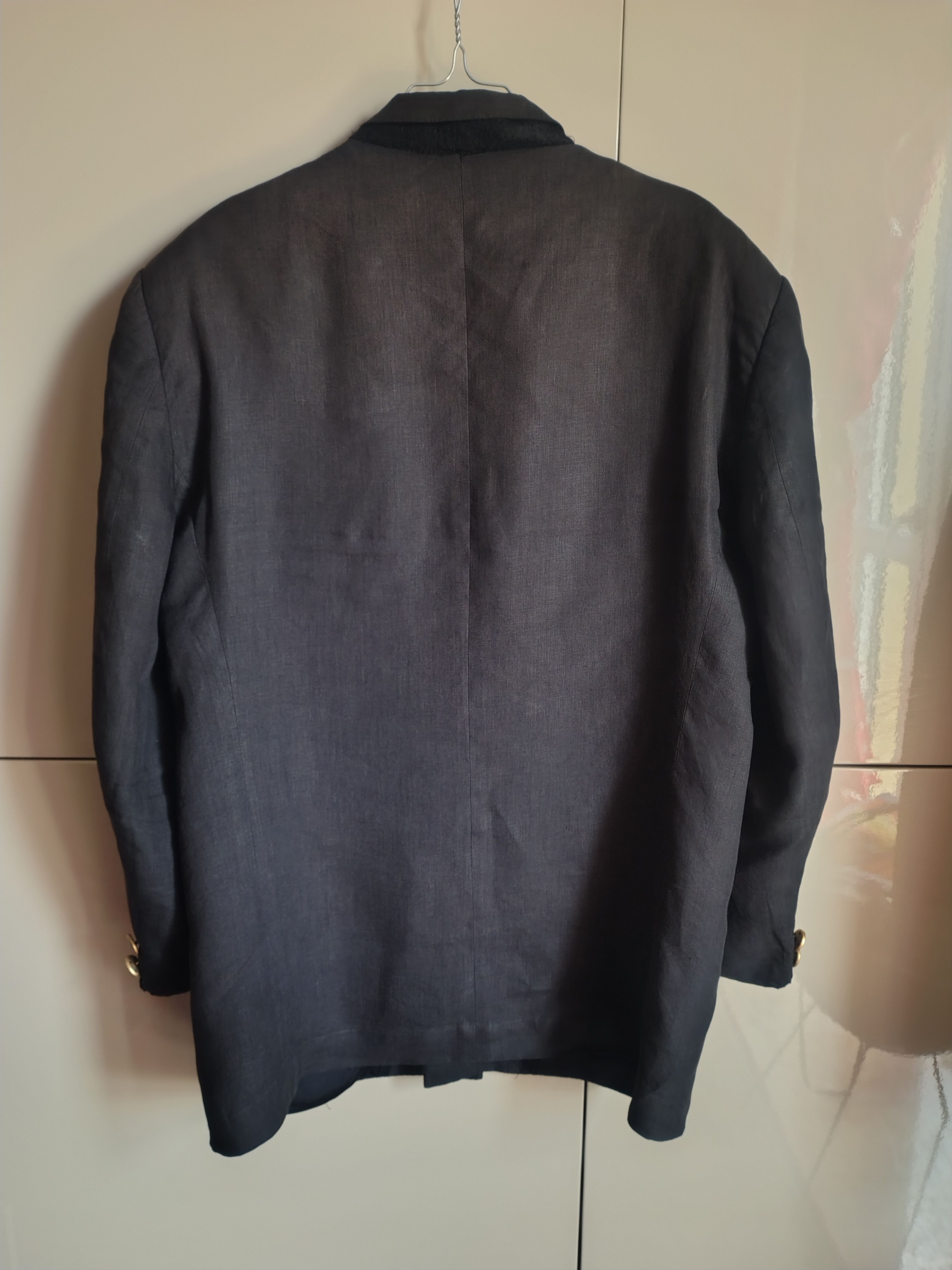 Versace Vintage Gianni Versace "Zipped" Linen-Texture Blazer Size 40R - 2 Thumbnail