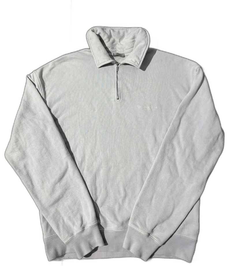 Dior Ice Blue Embroidered HalfZip Sweatshirt-2506
