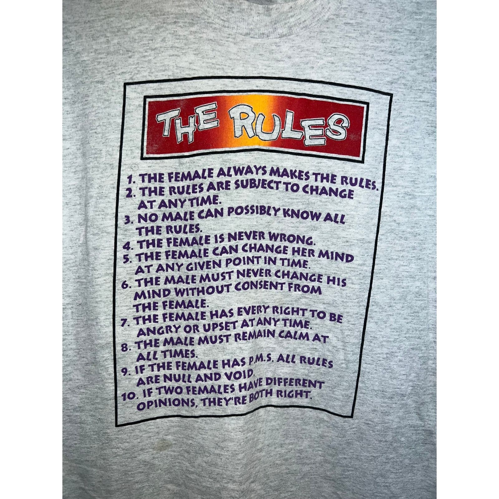 Fruit Of The Loom Vintage The Rules Shirt The Female Is Never Wrong Tee 90s M Size US M / EU 48-50 / 2 - 2 Thumbnail