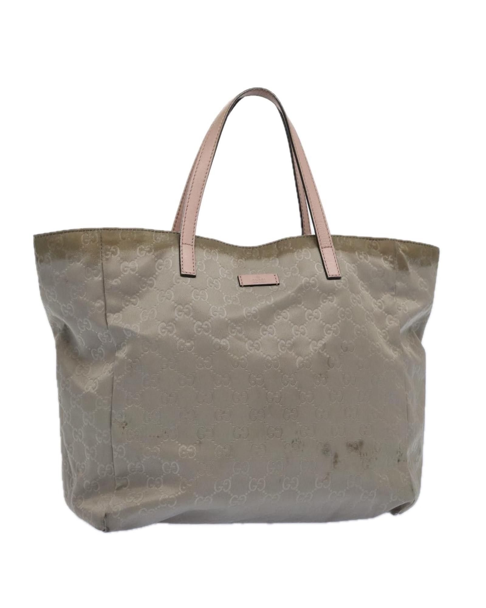 image of Gucci Gray GG Canvas Tote Bag With Tarnish-Free Metal Fittings in Grey, Women's