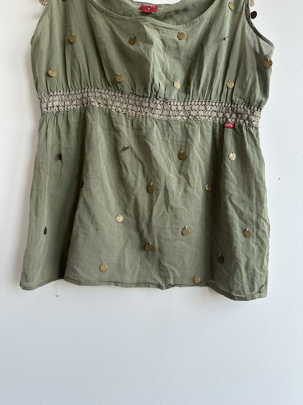 Miss Sixty VTG Miss Sixty Green Cami Top Metal Coin Embellishments sz L Size L / US 10 / IT 46 - 3 Thumbnail