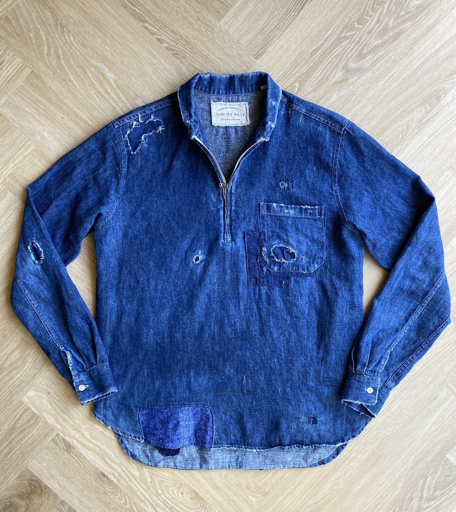 Our Legacy Distressed Half Zip - Japanese Hemp/Cotton Size US S / EU 44-46 / 1 - 1 Thumbnail