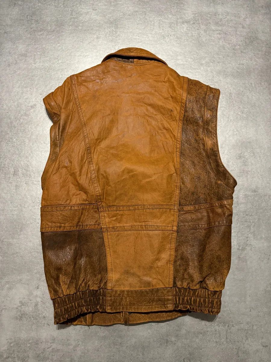 Studio D'Artisan 1990s Artisanal French Eroded Brown Leather Jacket with Detachable Sleeves Size US M / EU 48-50 / 2 - 9 Thumbnail