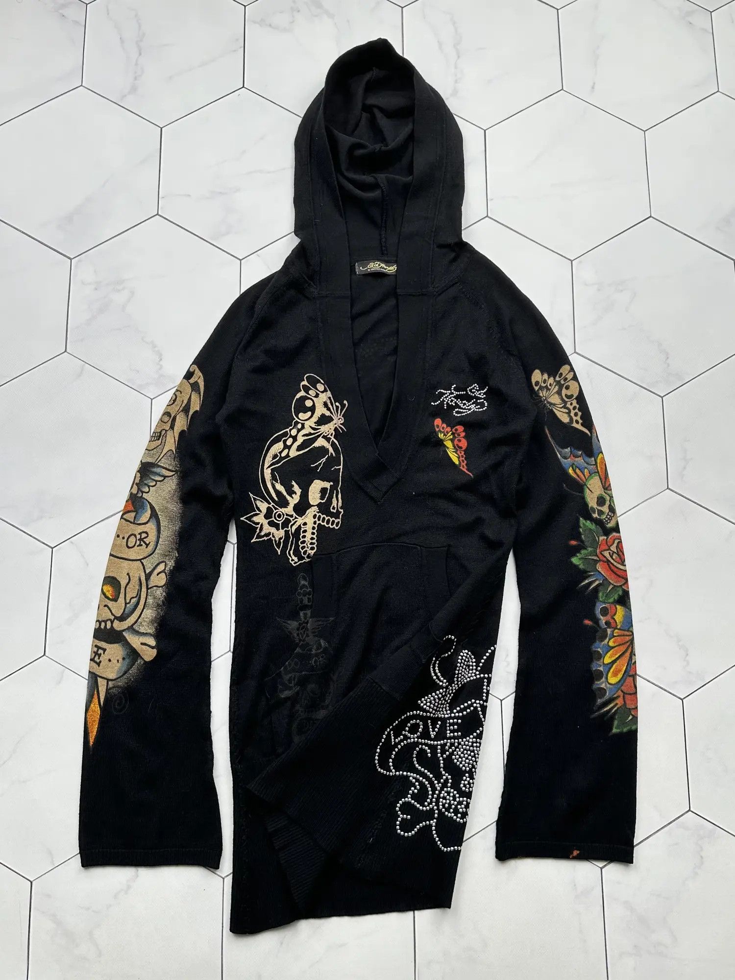Christian Audigier Ed Hardy Vintage Hooded Dress (B72) Size S / US 4 / IT 40 - 1 Thumbnail