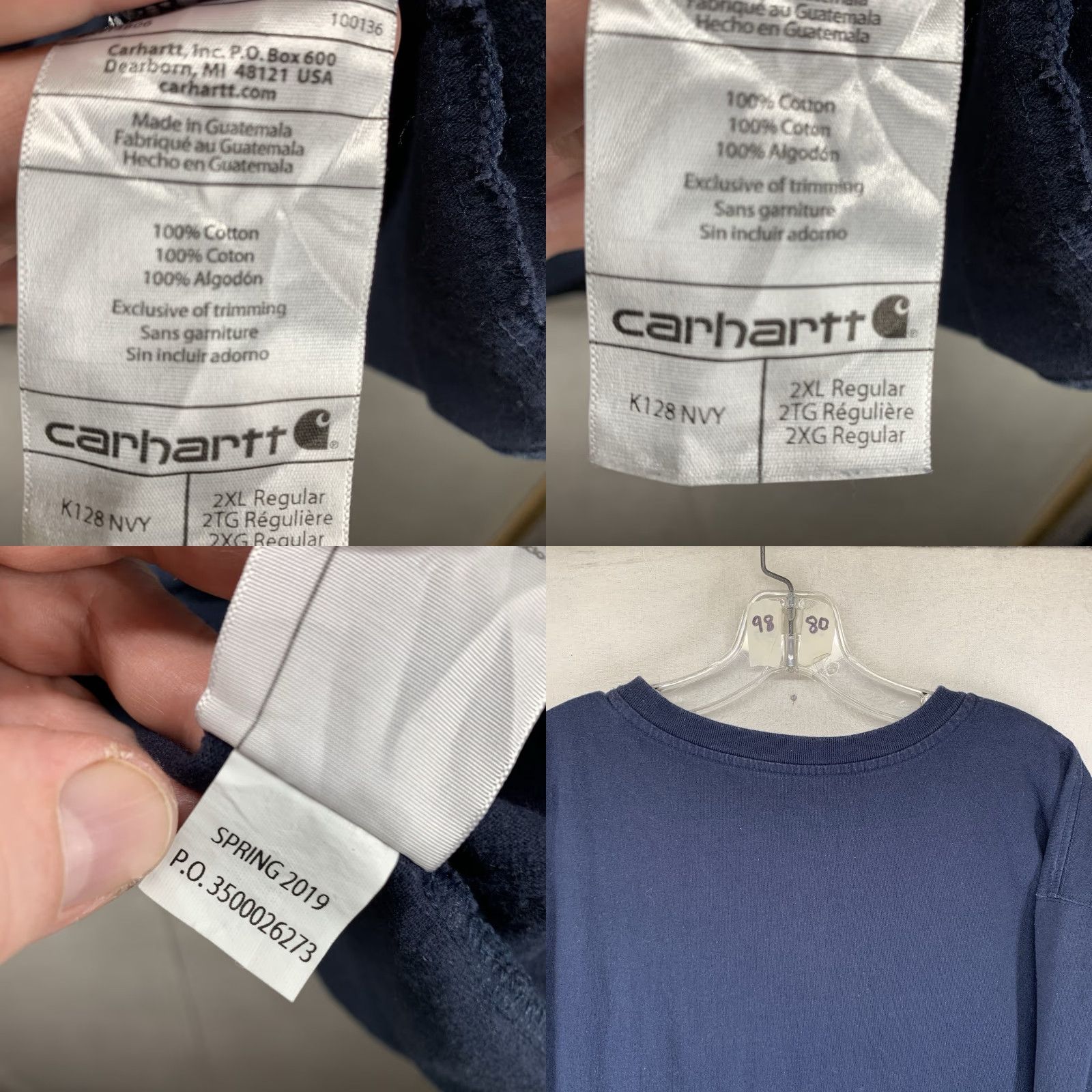 Carhartt Carhartt Mens Navy 2XL Long Sleeve Henley T-Shirt Original Fit All Cotton Size US XXL / EU 58 / 5 - 8 Thumbnail