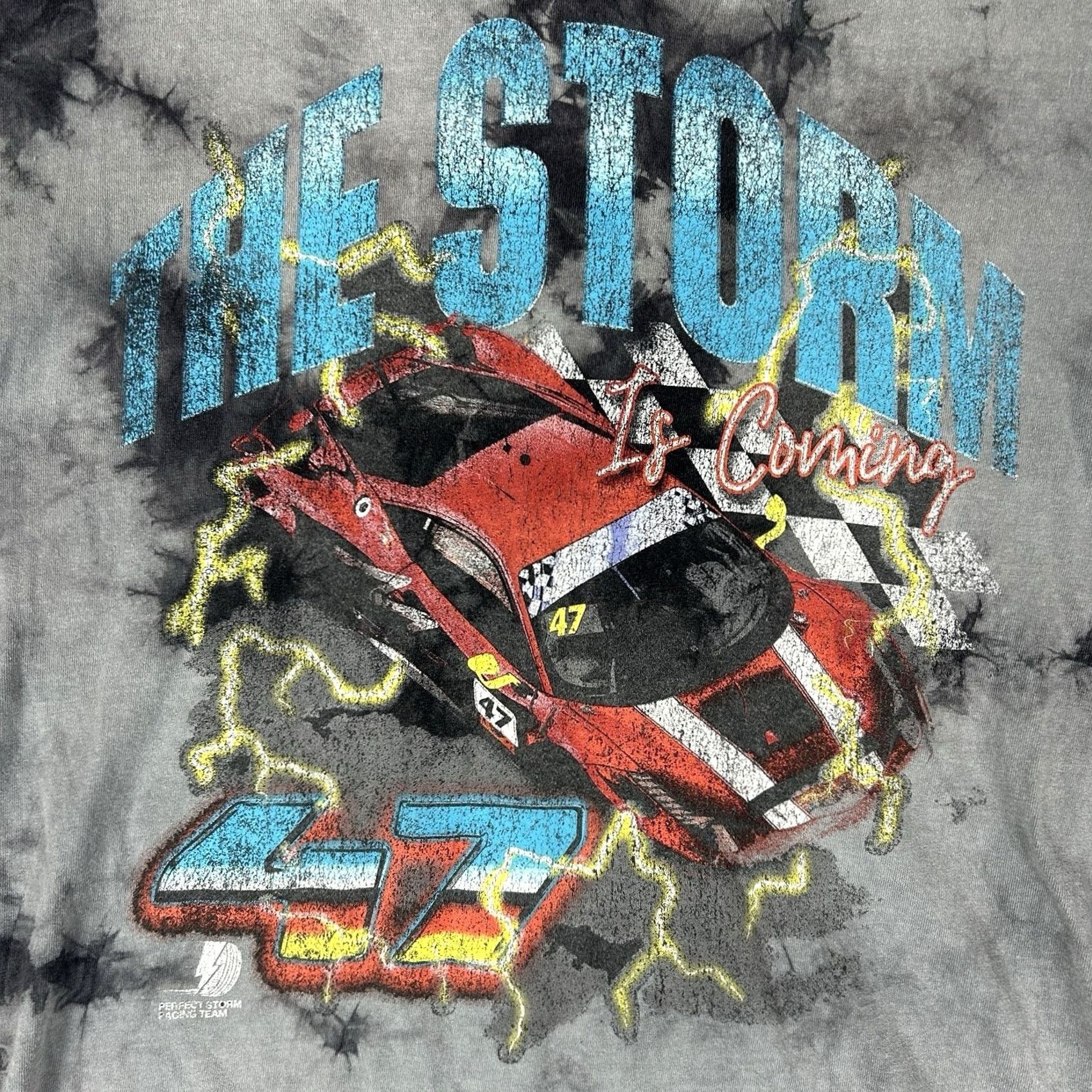 Fashion Nova Nike Shirt Men Large Graphic Print T-Shirt Perfect Storm Racing Team Gray Crew Neck Short Sleeve Size US L / EU 52-54 / 3 - 2 Thumbnail