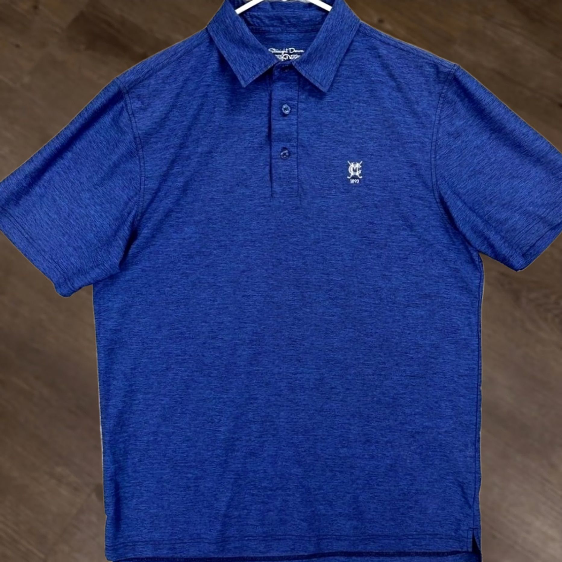Vintage Straight Down Polo Shirt Mens M Blue Heathered Short Sleeve Golf Rugby Stretch EUC Size US M / EU 48-50 / 2 - 1 Thumbnail