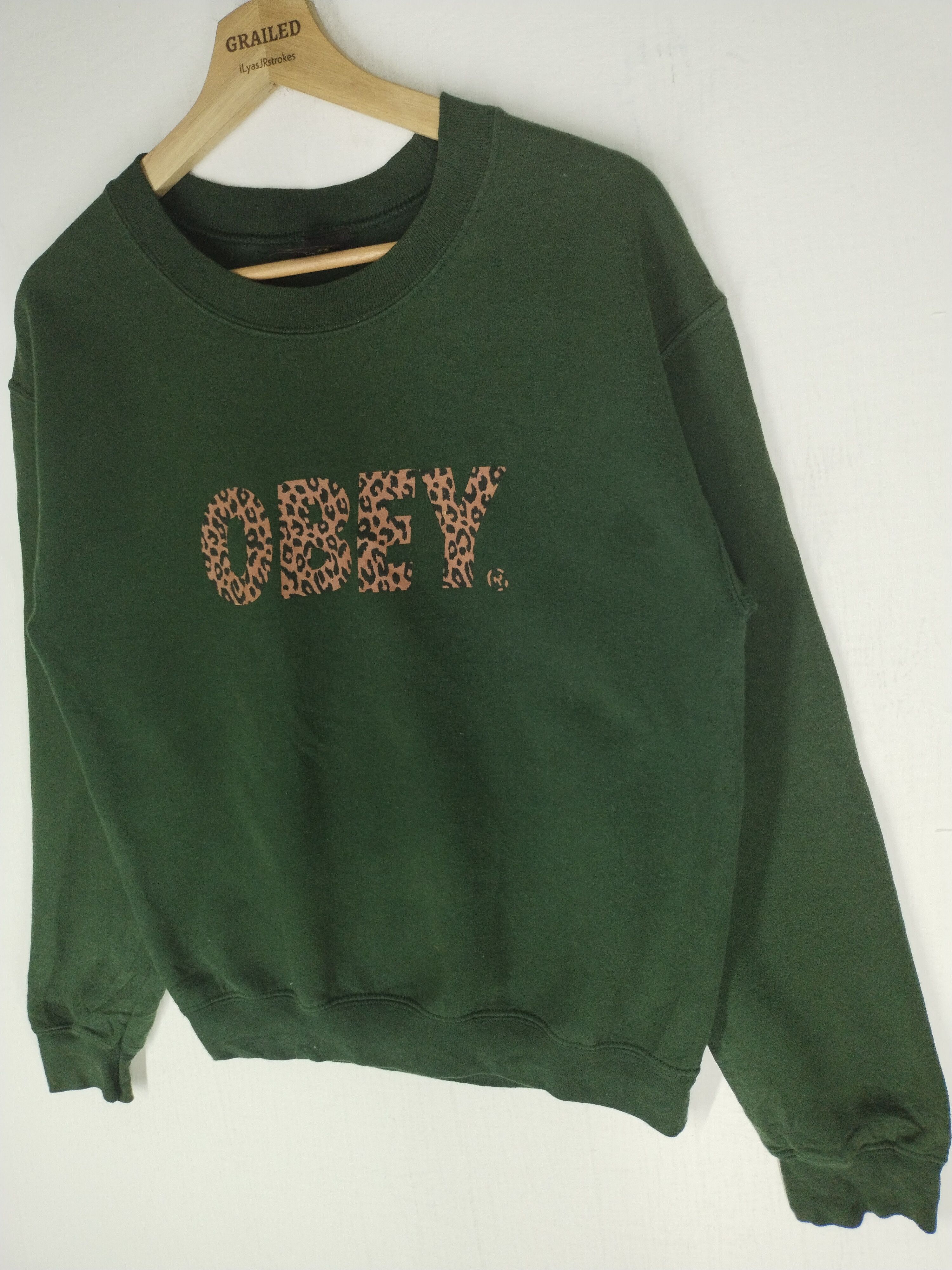 Obey × Vintage Vtg 90's Obey Box Logo Green Sweatshirt Size US S / EU 44-46 / 1 - 4 Thumbnail