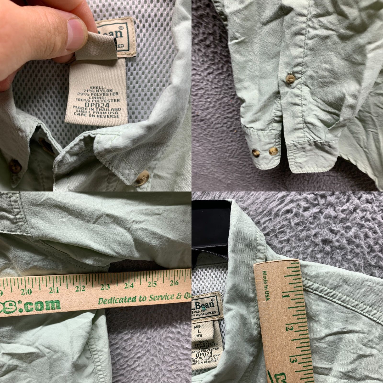 Vintage VINTAGE LL Bean Shirt Mens Adult Large Green Nylon Polyester Vented Button-Up Collared Pocketed Casual Athletic Nylon Polyester Size US L / EU 52-54 / 3 - 8 Thumbnail