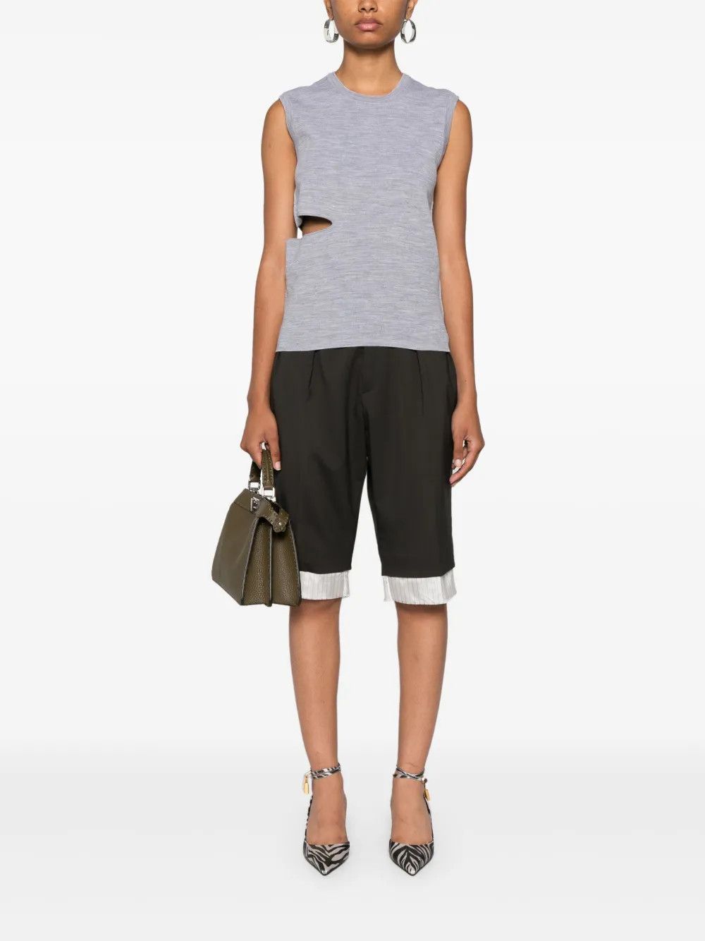 Fendi o1y0925 Sleeveless Sweater in Gray Size M / US 6-8 / IT 42-44 - 4 Thumbnail