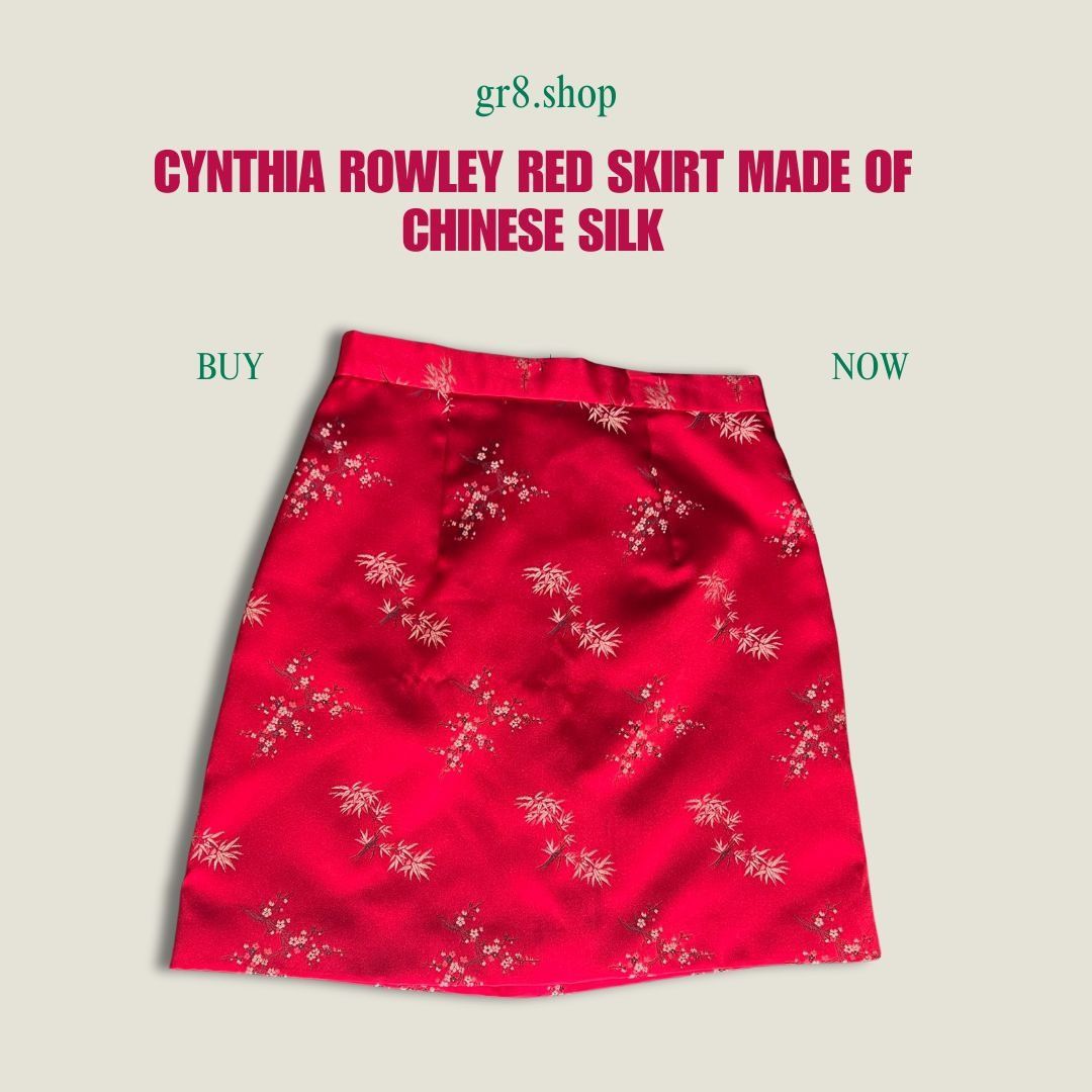 Other Cynthia Rowley Red Silk Blend A-Line Skirt With Floral Print Size 27" / US 4 / IT 40 - 1 Thumbnail
