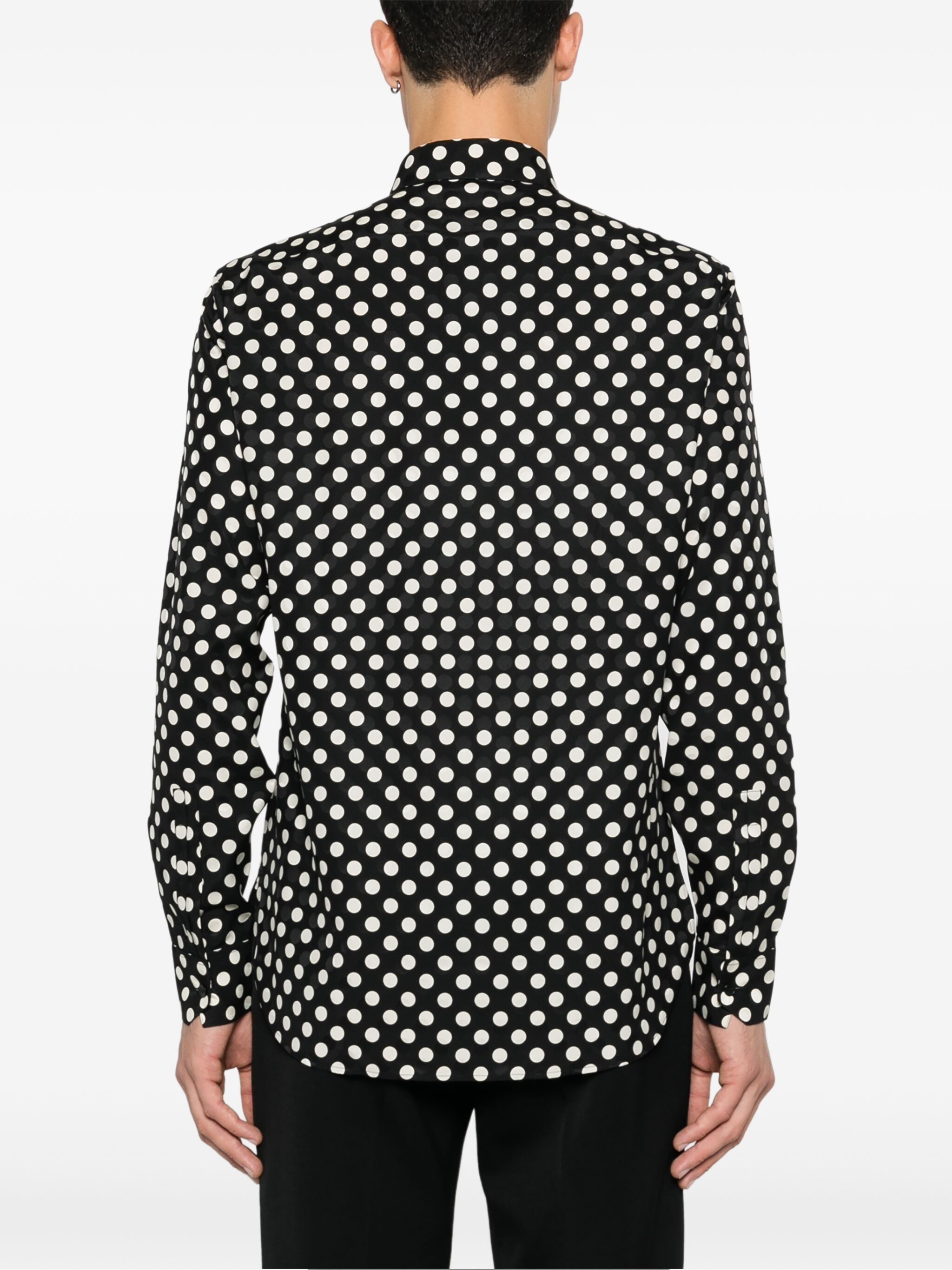 Saint Laurent Paris Saint Laurent Black Polka Dot Silk Shirt Size US XL / EU 56 / 4 - 2 Thumbnail