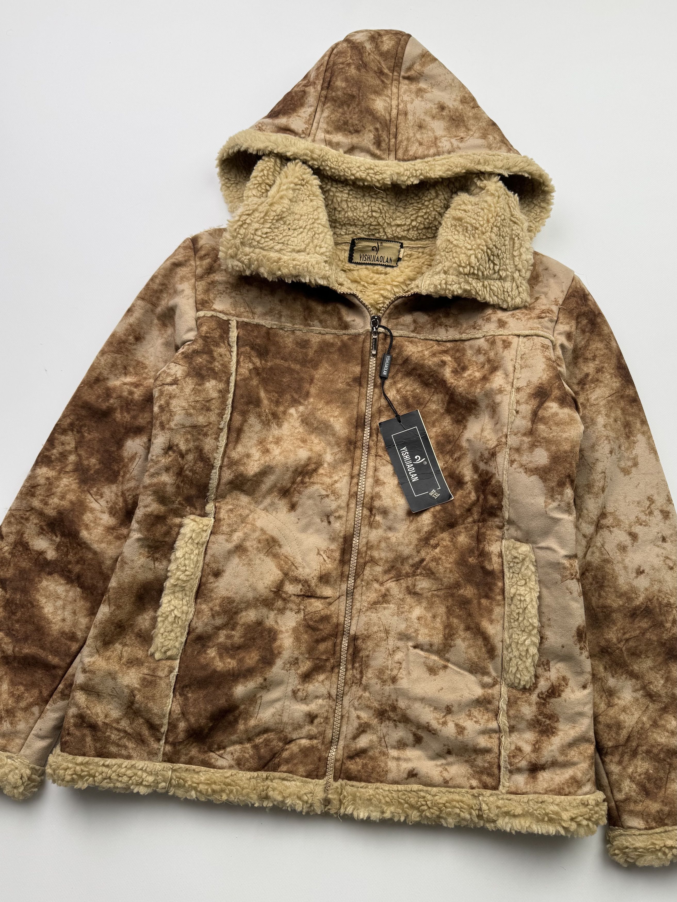 Vintage Vintage Faux Sheepskin Faded Hooded Jacket B527(V56)E2 Size M / US 6-8 / IT 42-44 - 4 Thumbnail
