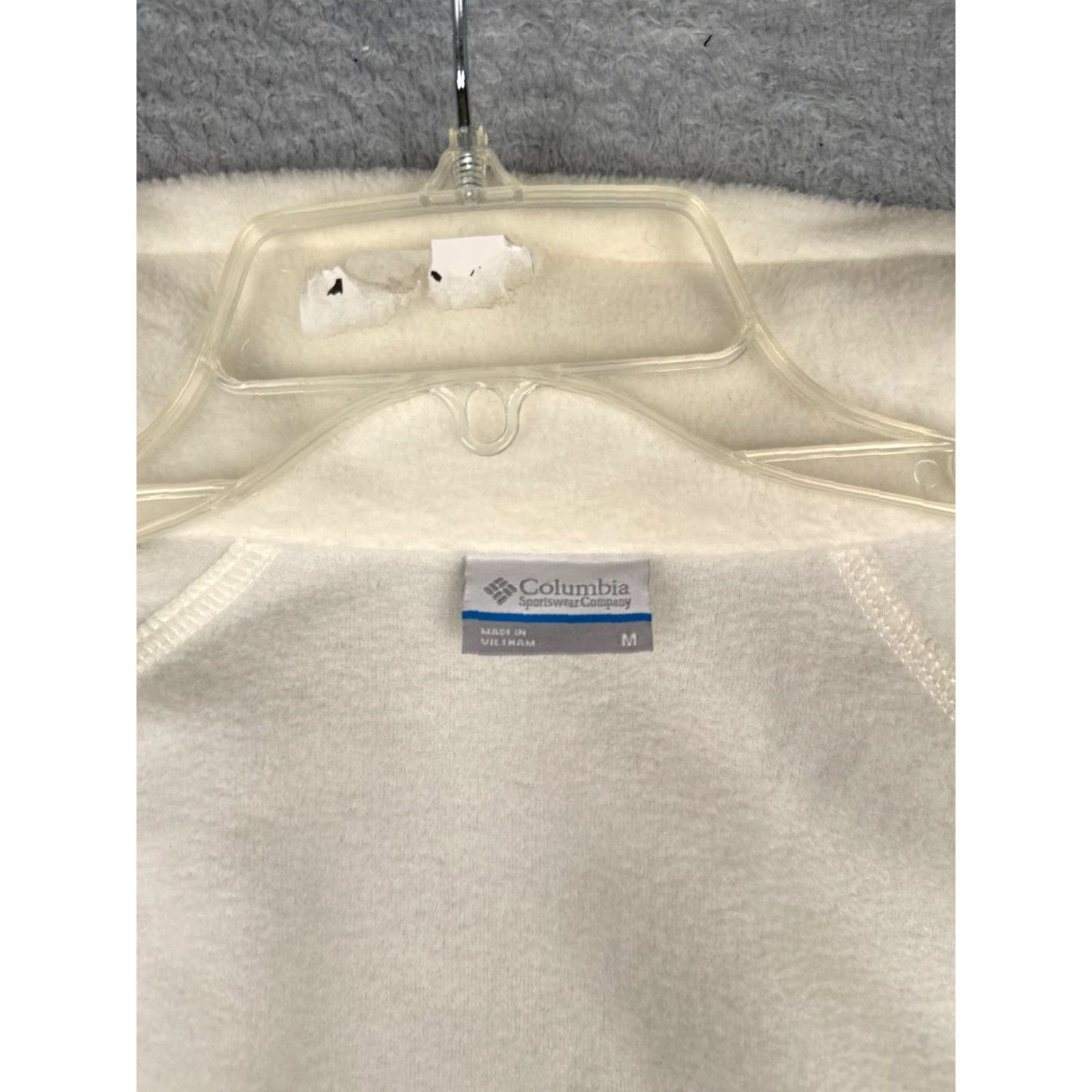 Pinko Columbia Jacket Womens Medium White Fleece Full Zip Outdoor Hiking Pink Ribbon Embroidered Logo Pockets Size M / US 6-8 / IT 42-44 - 3 Thumbnail