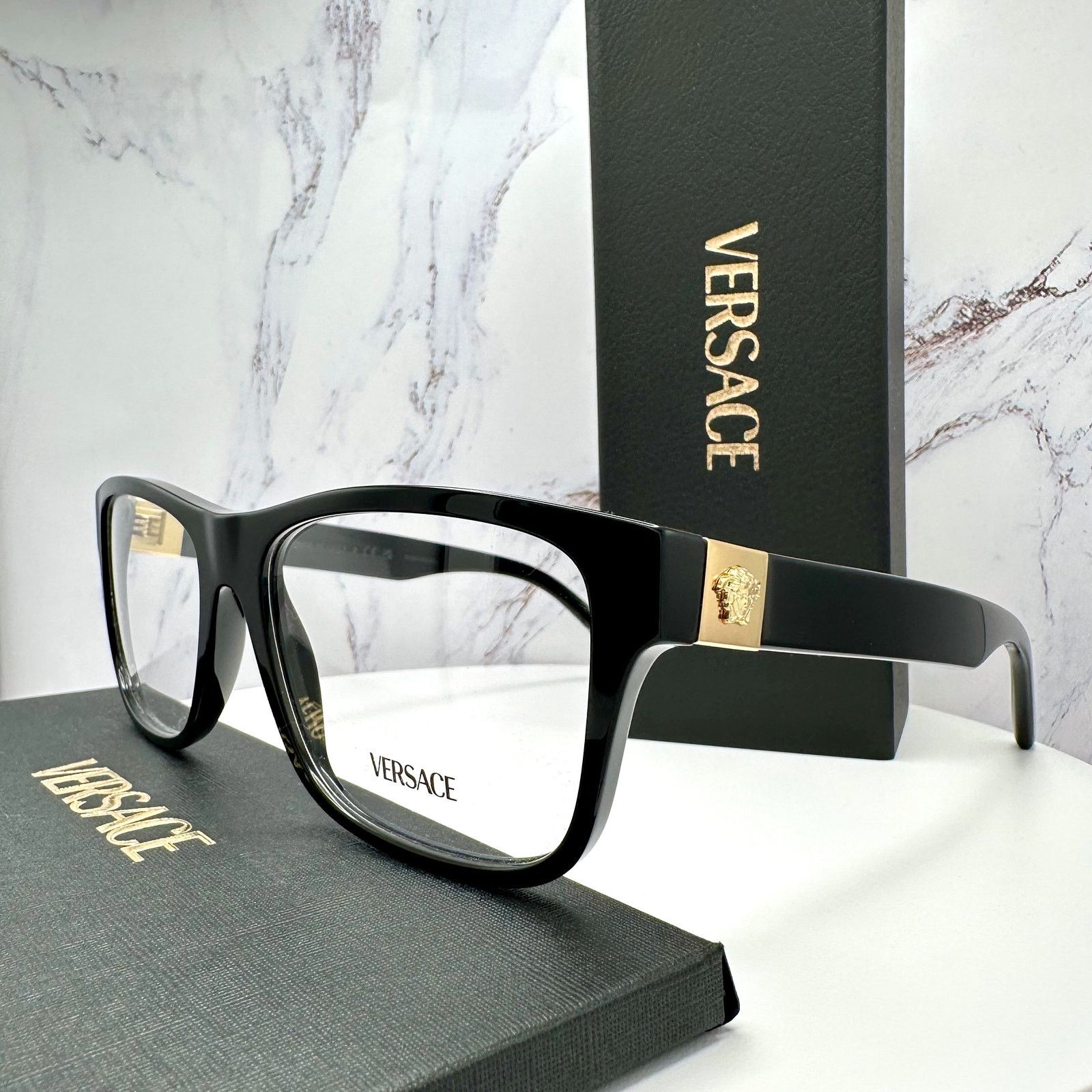 Versace New VERSACE Eyeglasses Black Square Gold Medusa Versace Size ONE SIZE - 1 Thumbnail