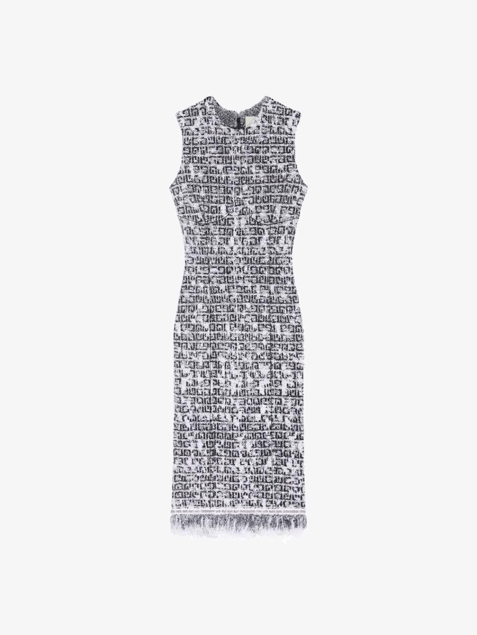 o1w1db10325 Knit Short Chain Dress in Black/White