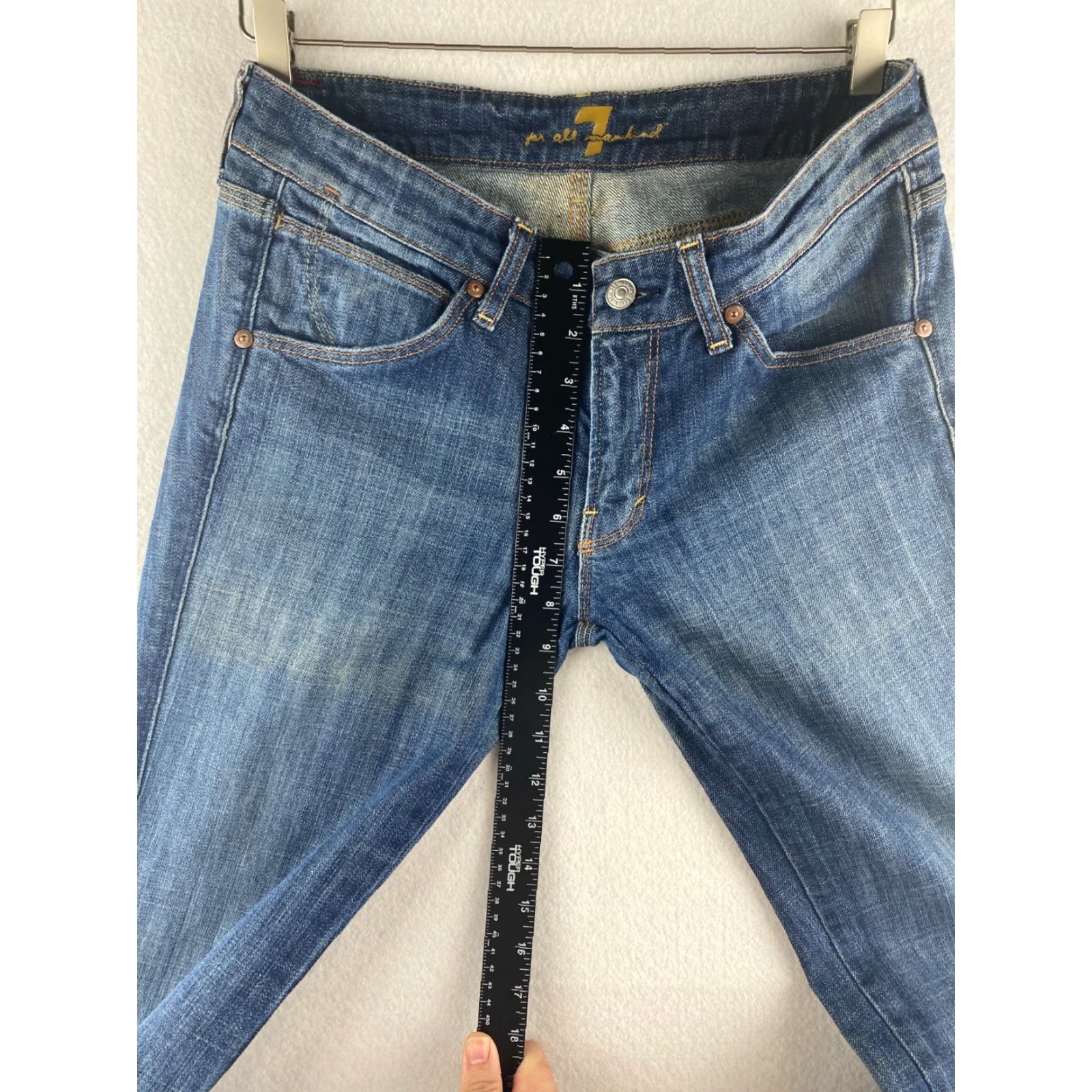 7 For All Mankind 7 for all Mankind Jeans Womens 28 Bootcut Denim Blue 5-Pocket Pockets Belt Loops Flap Pockets Made In USA Vintage No Regular Fit Modern Style Size 28" / US 6 / IT 42 - 4 Thumbnail