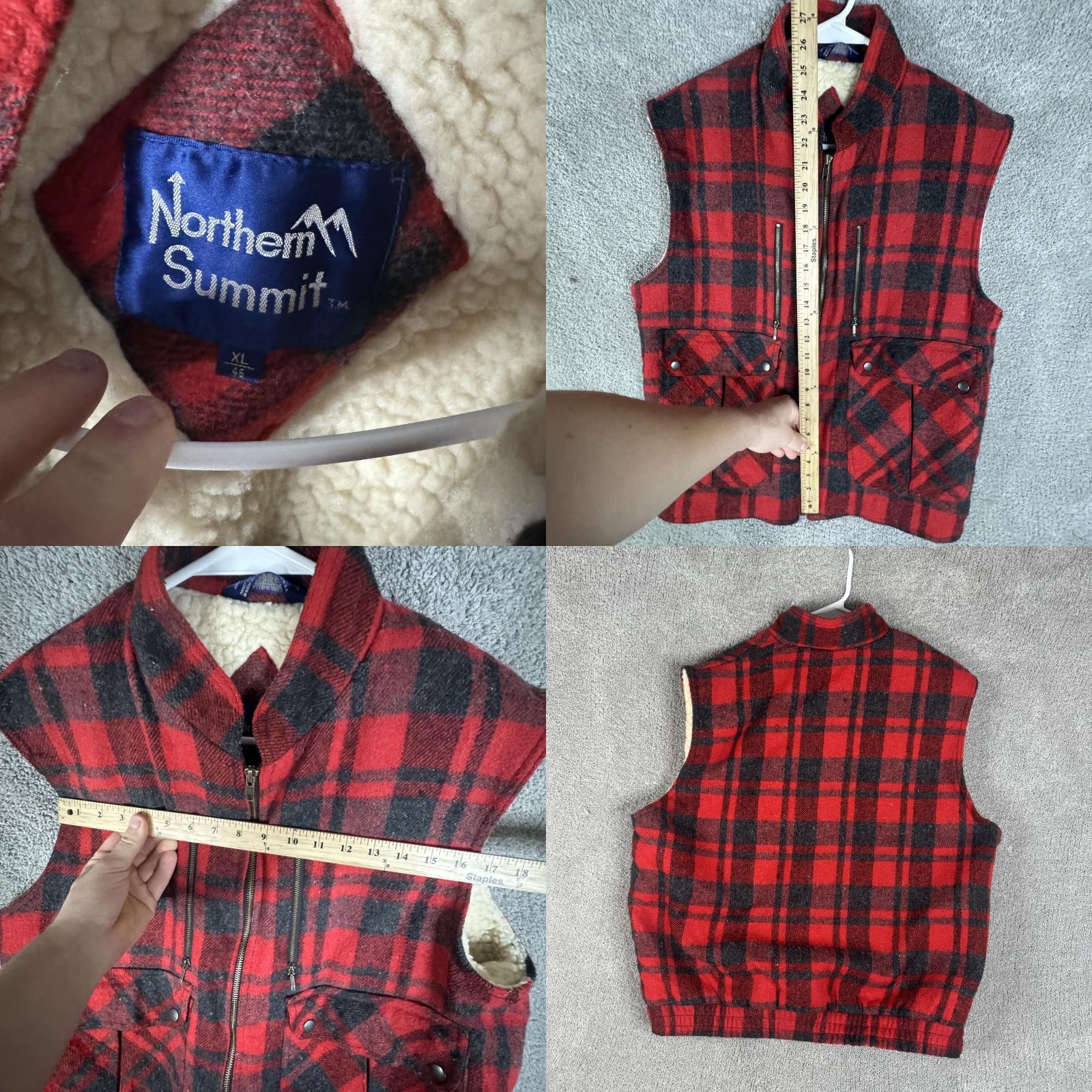Vintage VINTAGE Northern Summit Vest Mens XL Buffalo Plaid Wool Sherpa Lined Zip Pockets Hunting Size US XL / EU 56 / 4 - 8 Thumbnail