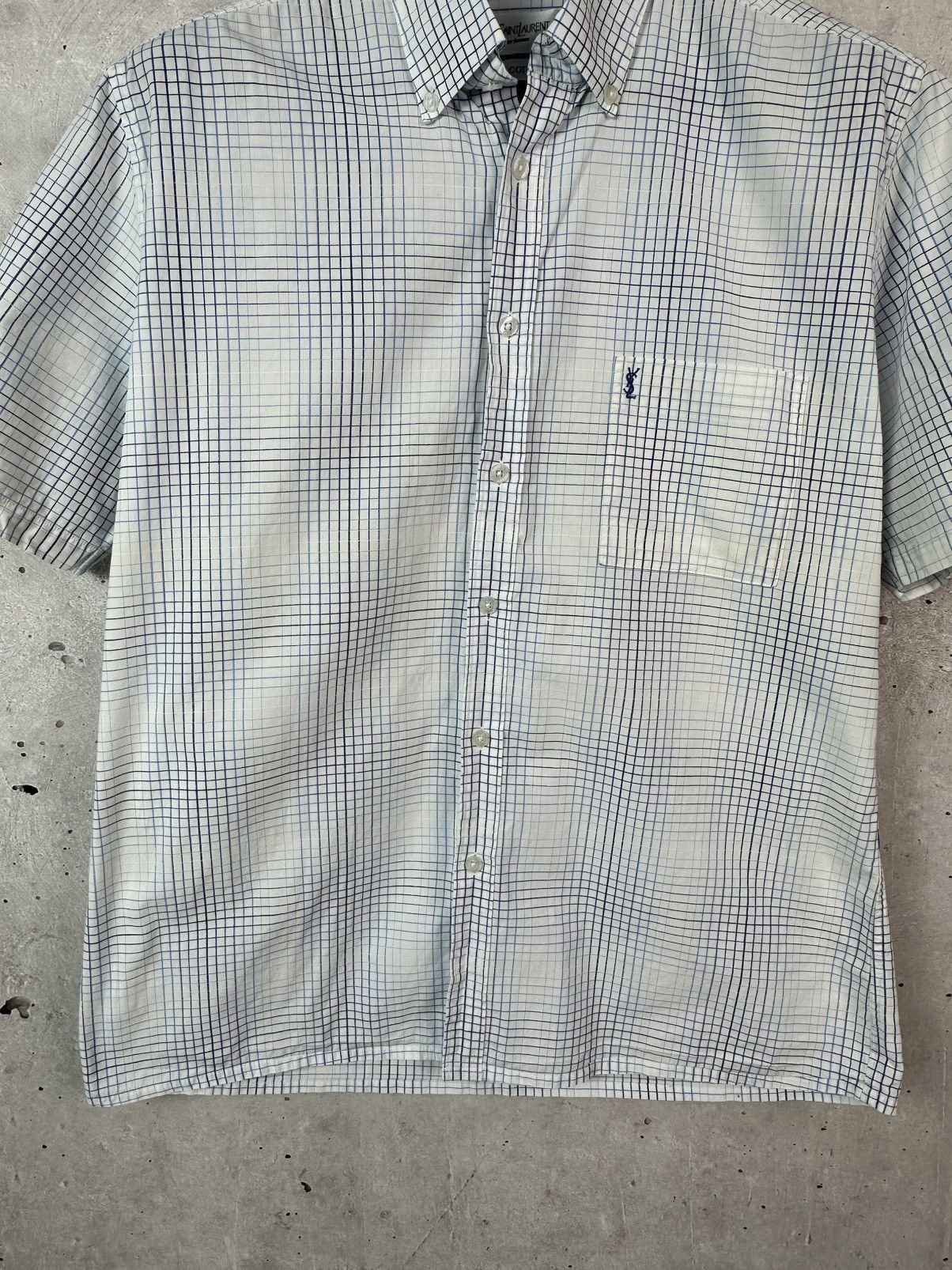 Yves Saint Laurent YSL Yves Saint Laurent Vintage Check Short Sleeve Shirt Size US M / EU 48-50 / 2 - 6 Thumbnail