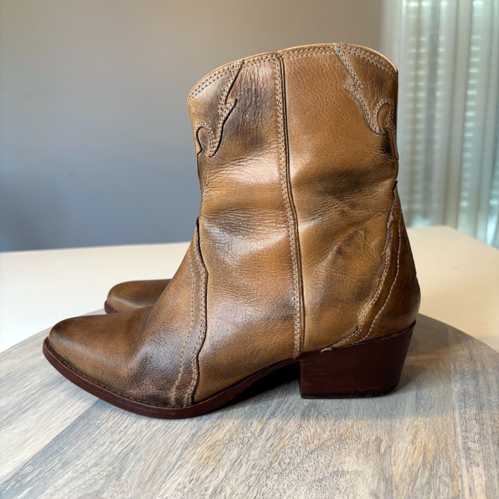 Free People Free People Frontier Western Leather Ankle Boots Sz 6.5 / 7 Size US 6.5 / IT 36.5 - 3 Thumbnail