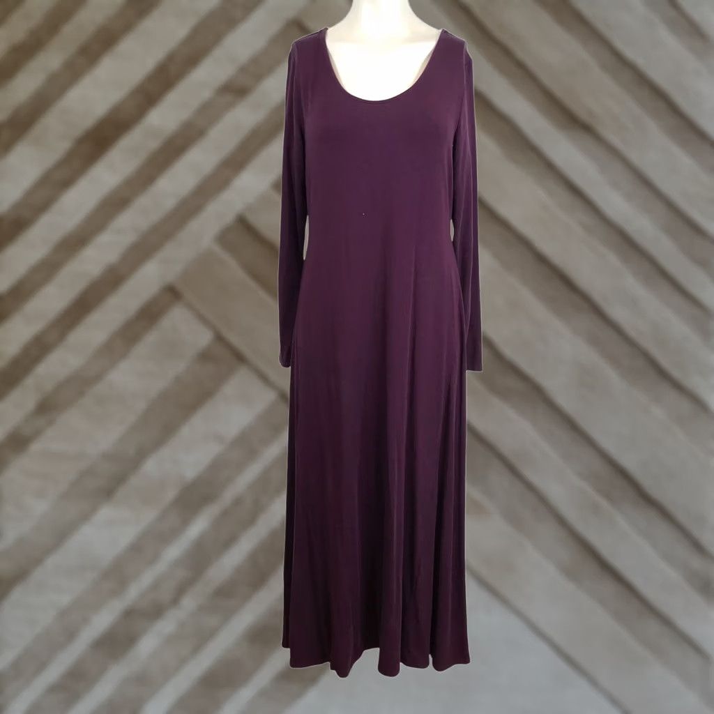 Vintage GARNETT HILL Women's M Wine Long Sleeve TENCEL Blend Maxi Dress Maxi Dress Long Sleeve Size M / US 6-8 / IT 42-44 - 1 Thumbnail