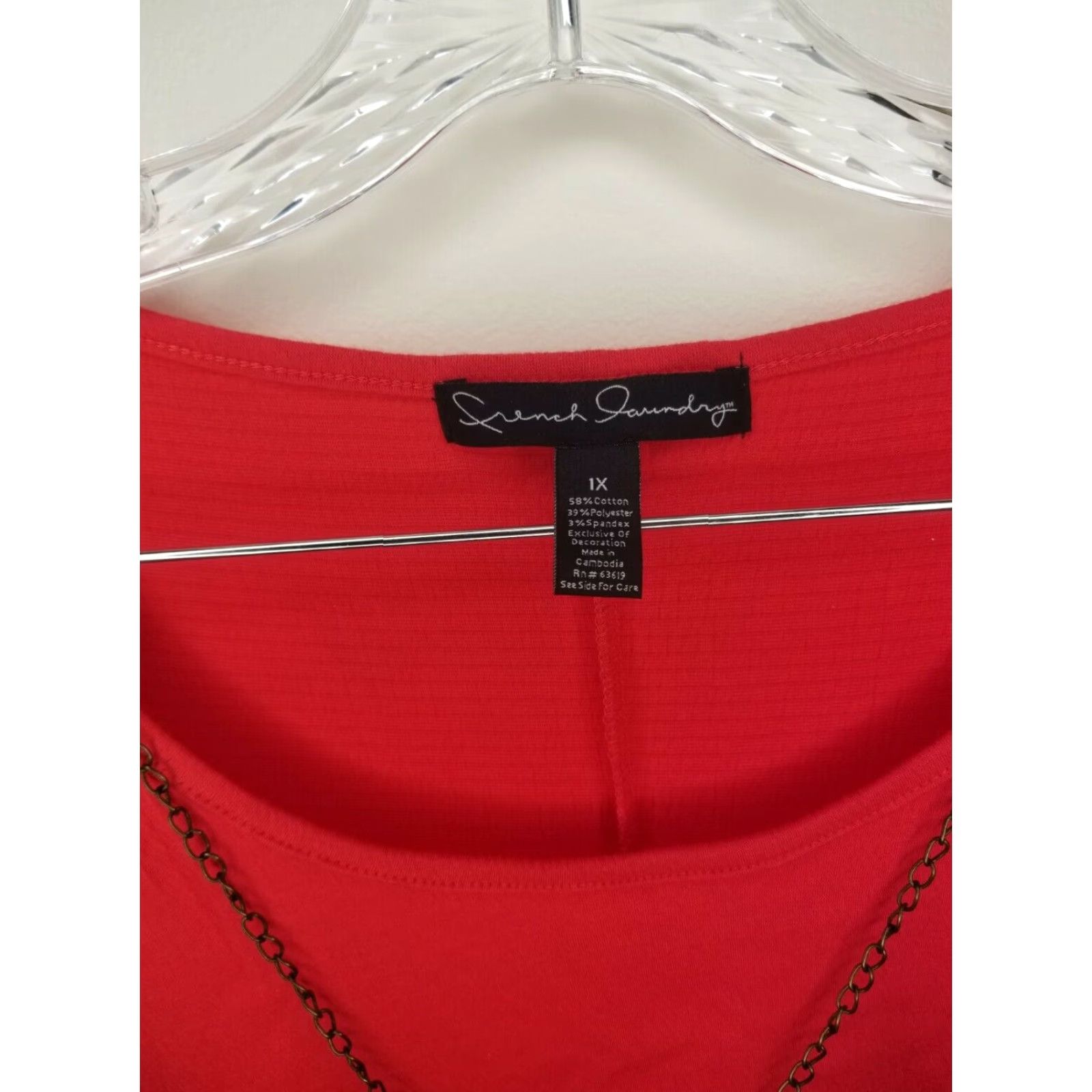 Vintage French Laundry Womens 1X Red Blouse with Necklace NWT Size XL / US 12-14 / IT 48-50 - 2 Thumbnail