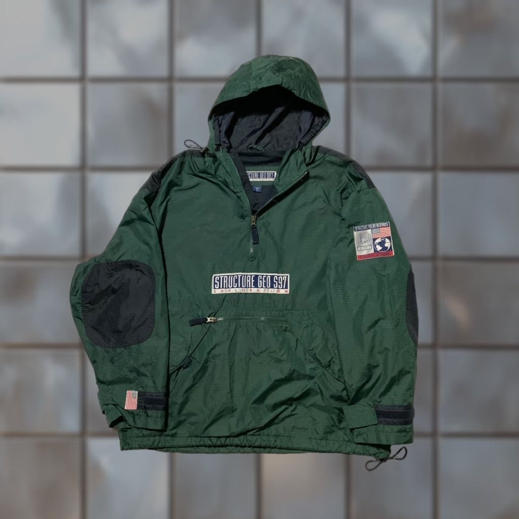 Vintage VINTAGE Structure Geographic Team S97 90s Anorak 1/4 Zip Jacket Sz.S Green Mens Jacket Size US S / EU 44-46 / 1 - 1 Thumbnail